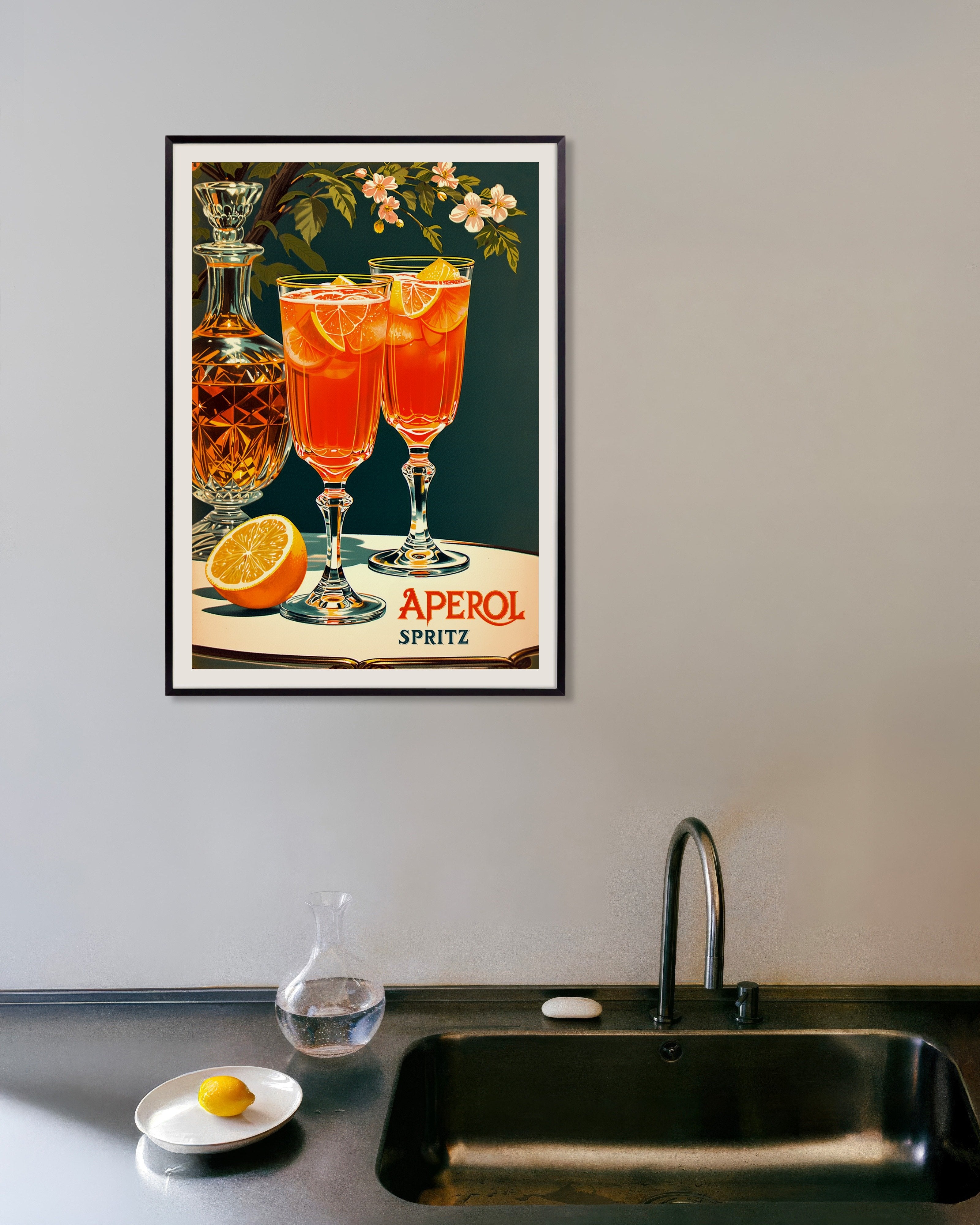 Poster of Aperol Spritz, vintage poster, with metal frame