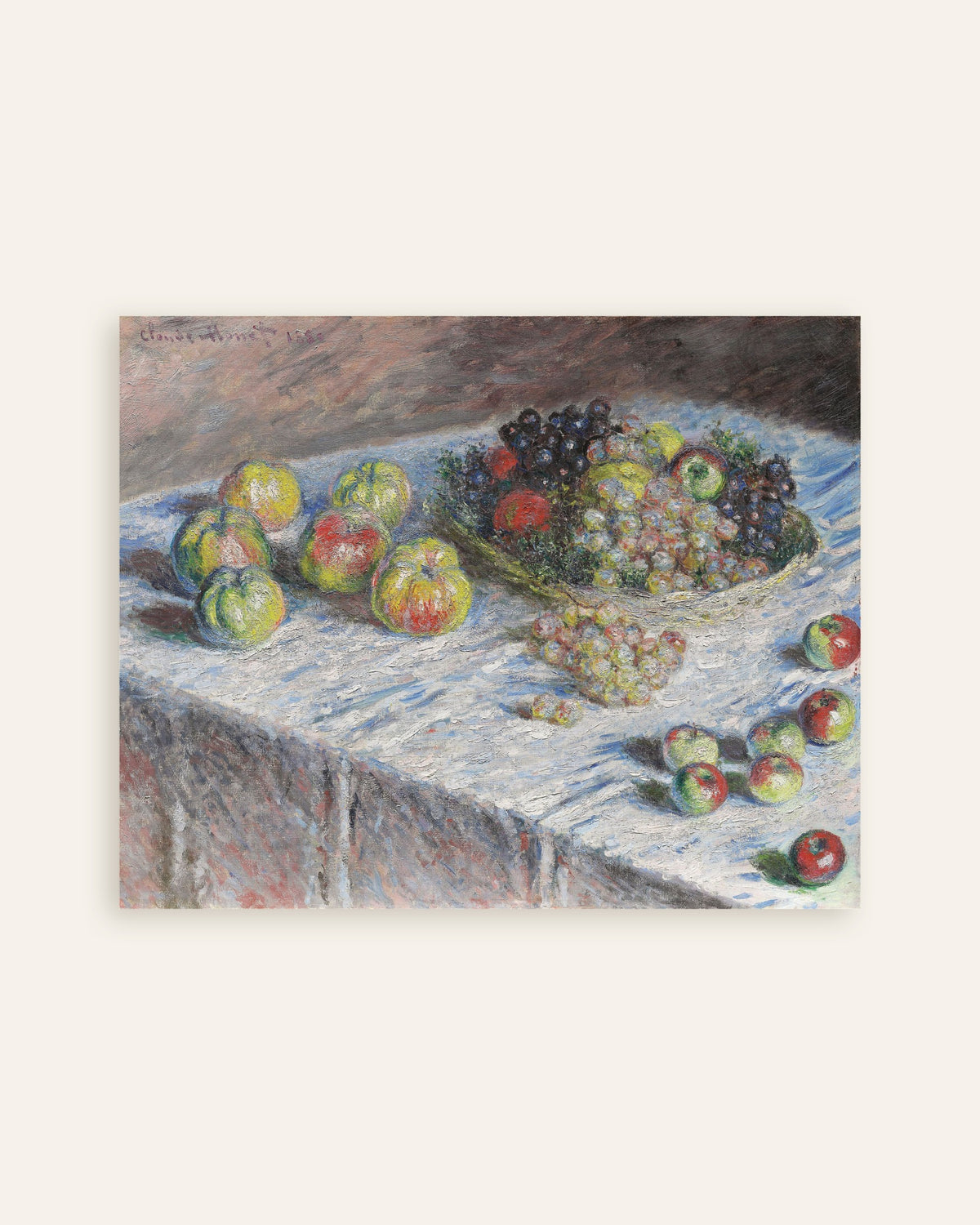Poster Appels en druiven (1880) van Claude Monet, miniatuur