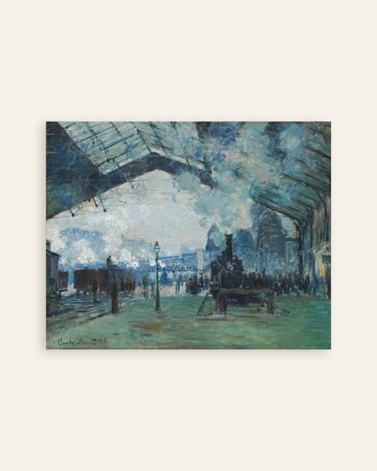 Poster Aankomst van de trein uit Normandië, Gare Saint-Lazare (1877) van Claude Monet, miniatuur