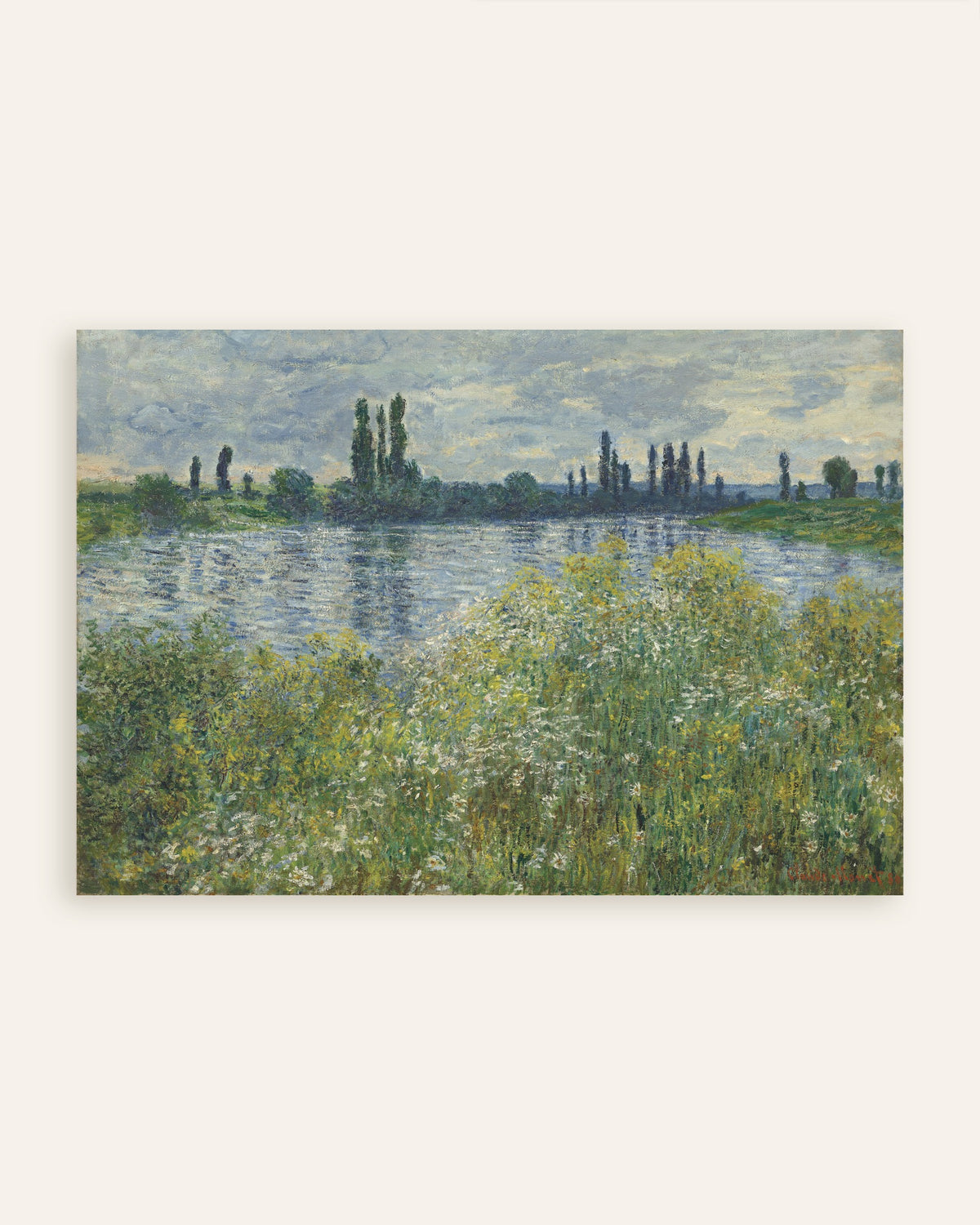 Poster Oevers van de Seine bij Vétheuil (1880) van Claude Monet, miniatuur