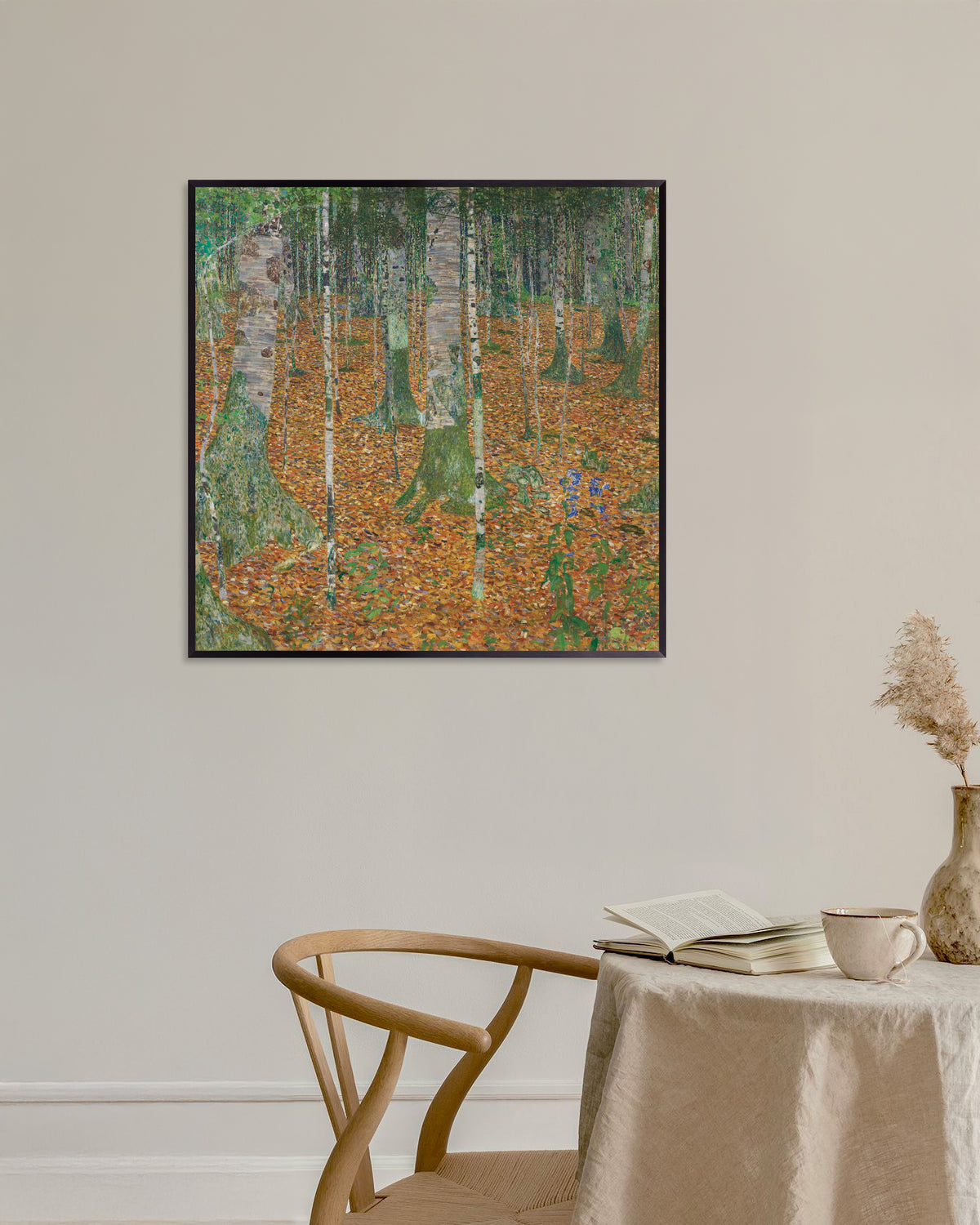 Poster Berkenbos (1903) van Gustav Klimt met metalen lijst