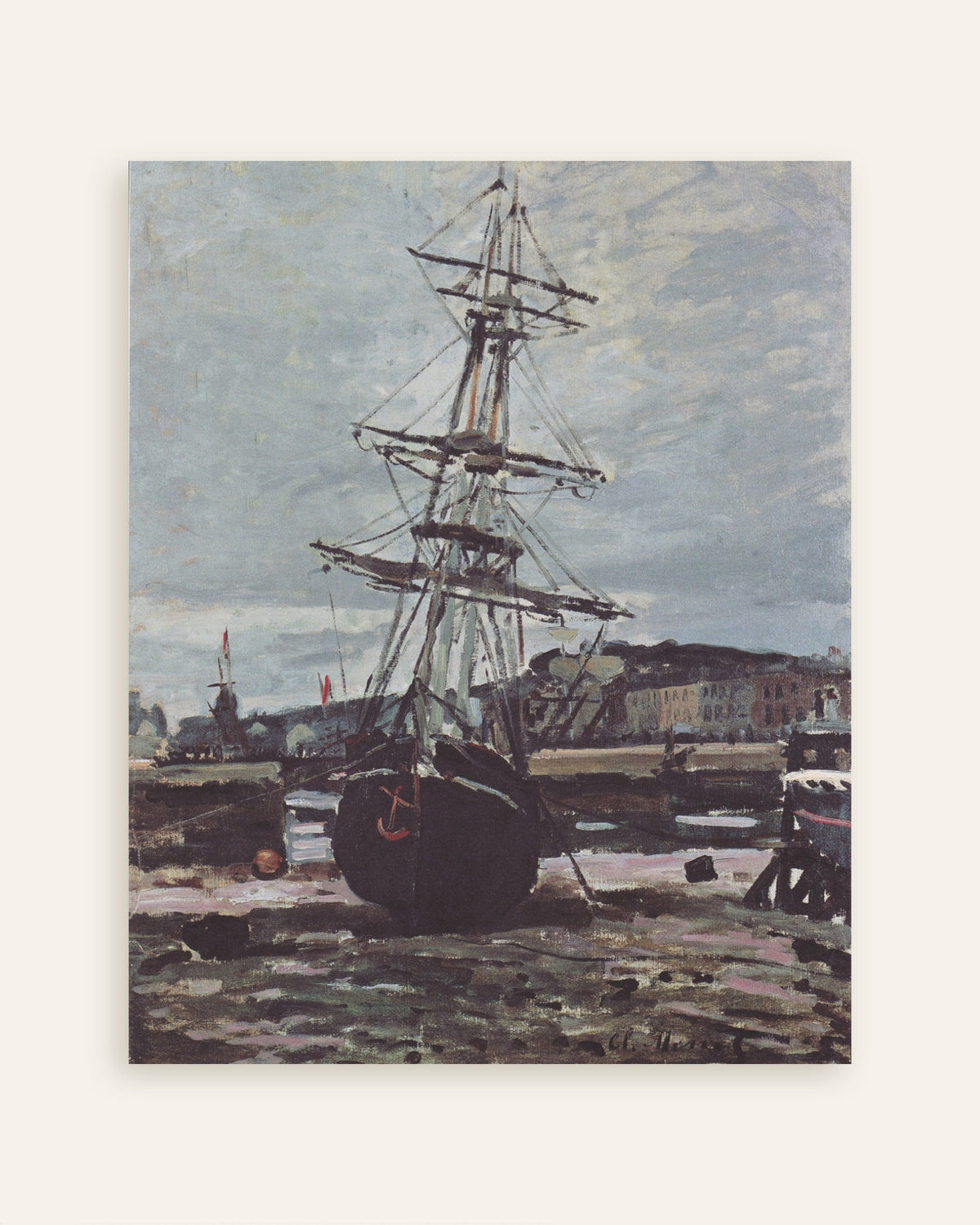 Poster Drooggevallen boot in Fécamp (1868) van Claude Monet, miniatuur