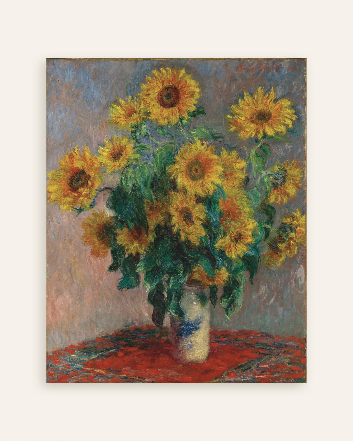 Poster Boeket zonnebloemen (1881) van Claude Monet, miniatuur