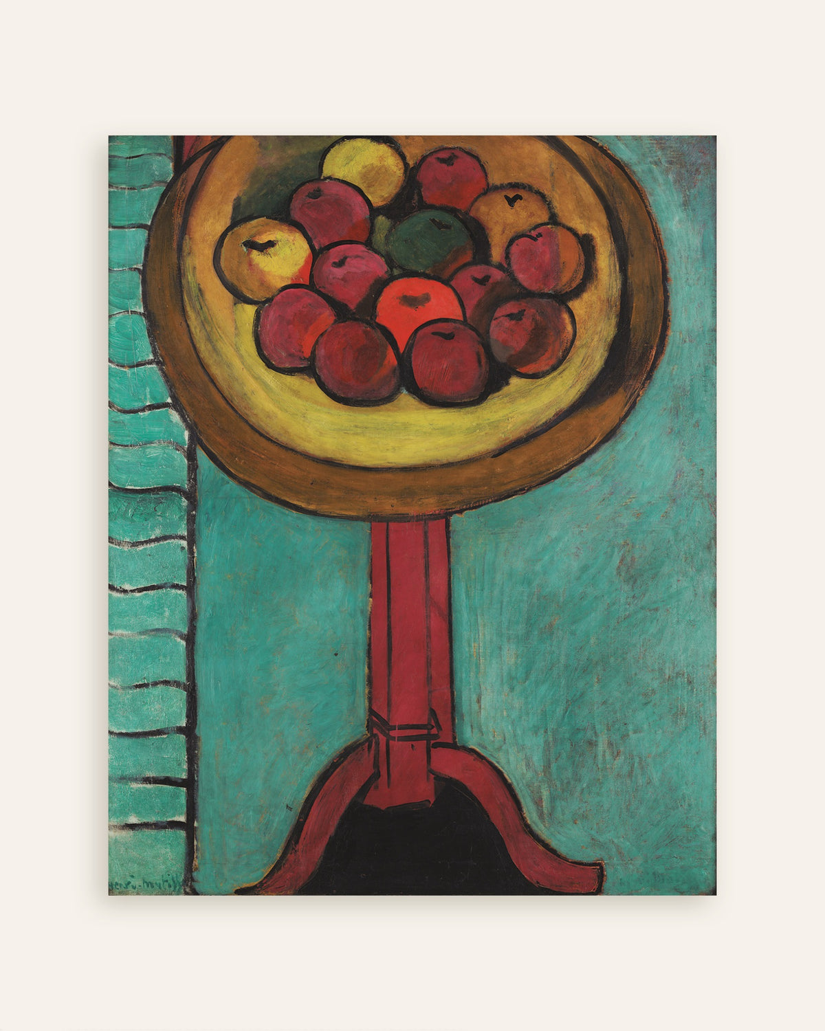 Poster van Schaal met appels op een tafel (1916) van Henri Matisse, miniatuur
