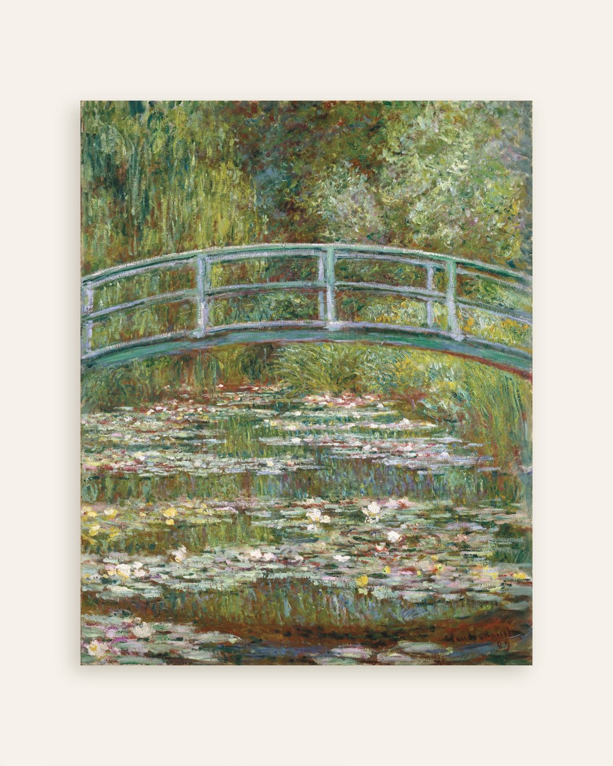 Poster Brug over de waterlelievijver (1899) van Claude Monet, miniatuur