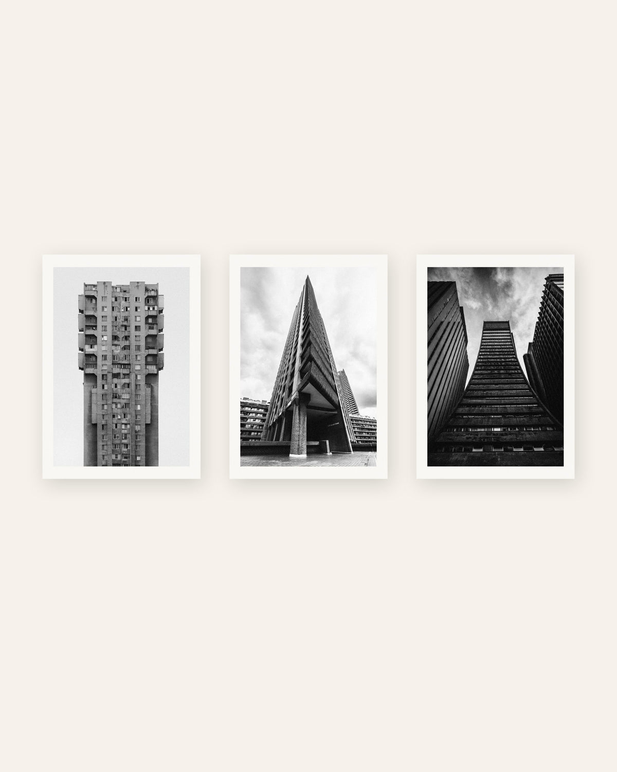 Brutalisme posters, set van 3: torens van beton, zonder lijst