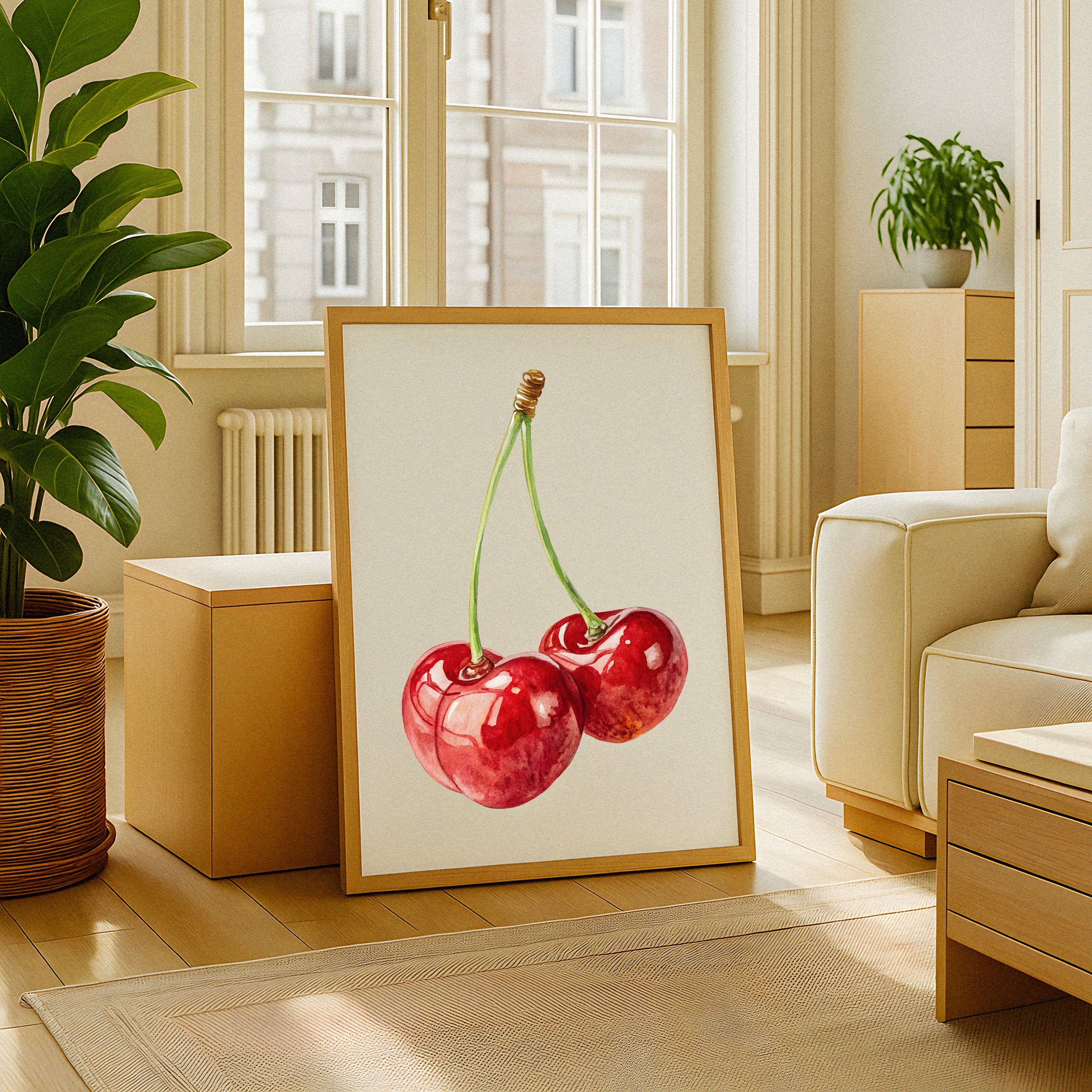 Waterverf Kers Poster – Fruit Muurdecoratie Poster
