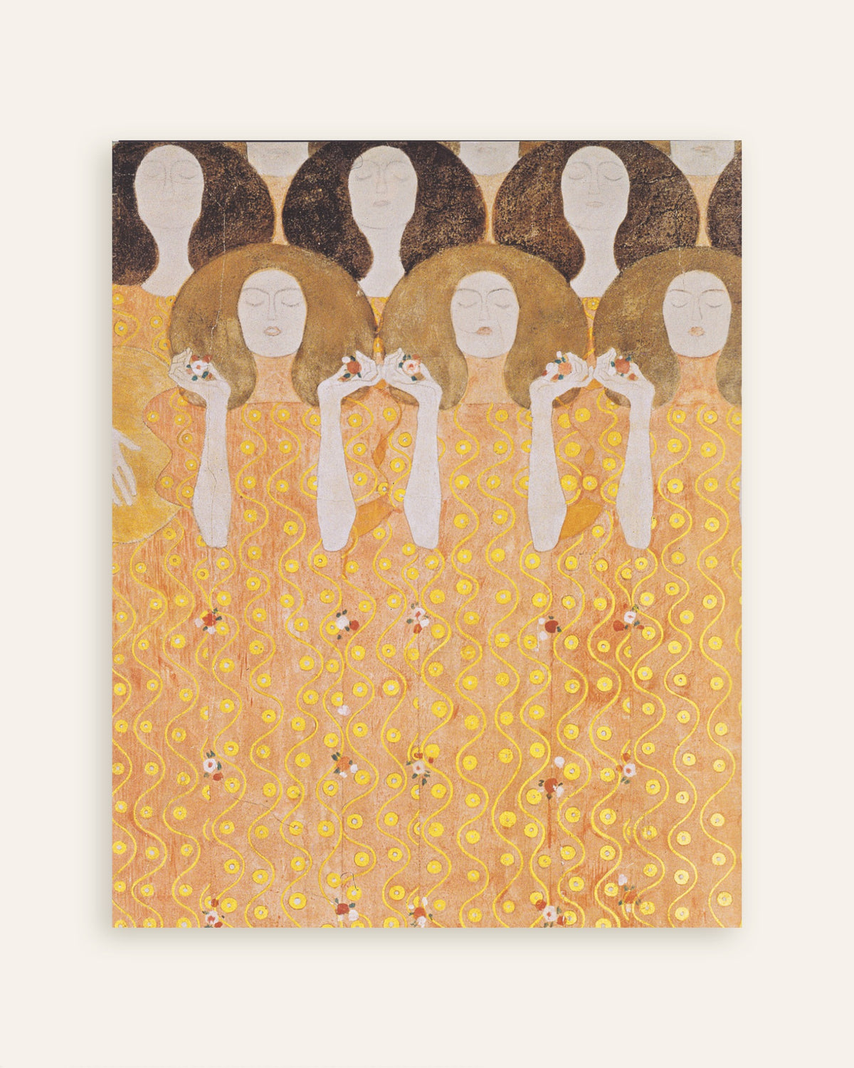 Poster Koor van de paradijsengelen, Beethovenfries (1902) van Gustav Klimt, miniatuur