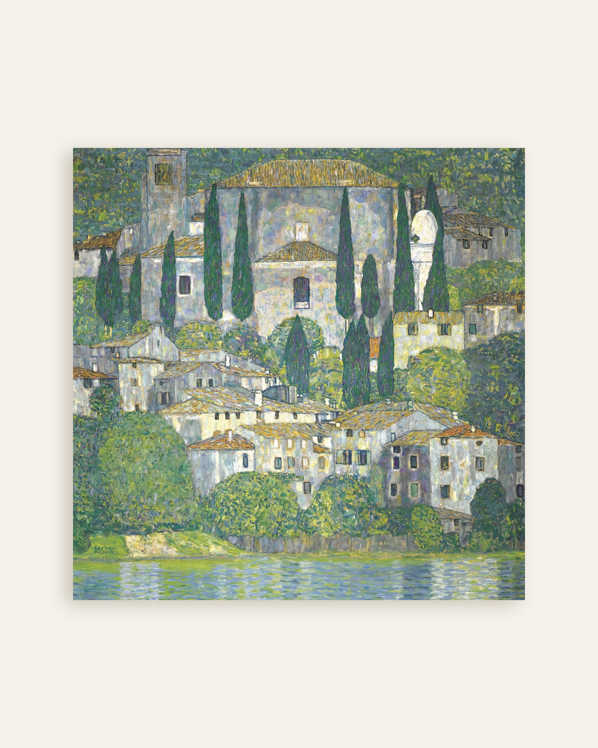 Poster Kerk in Cassone (Landschap met cipressen) (1913) van Gustav Klimt, miniatuur