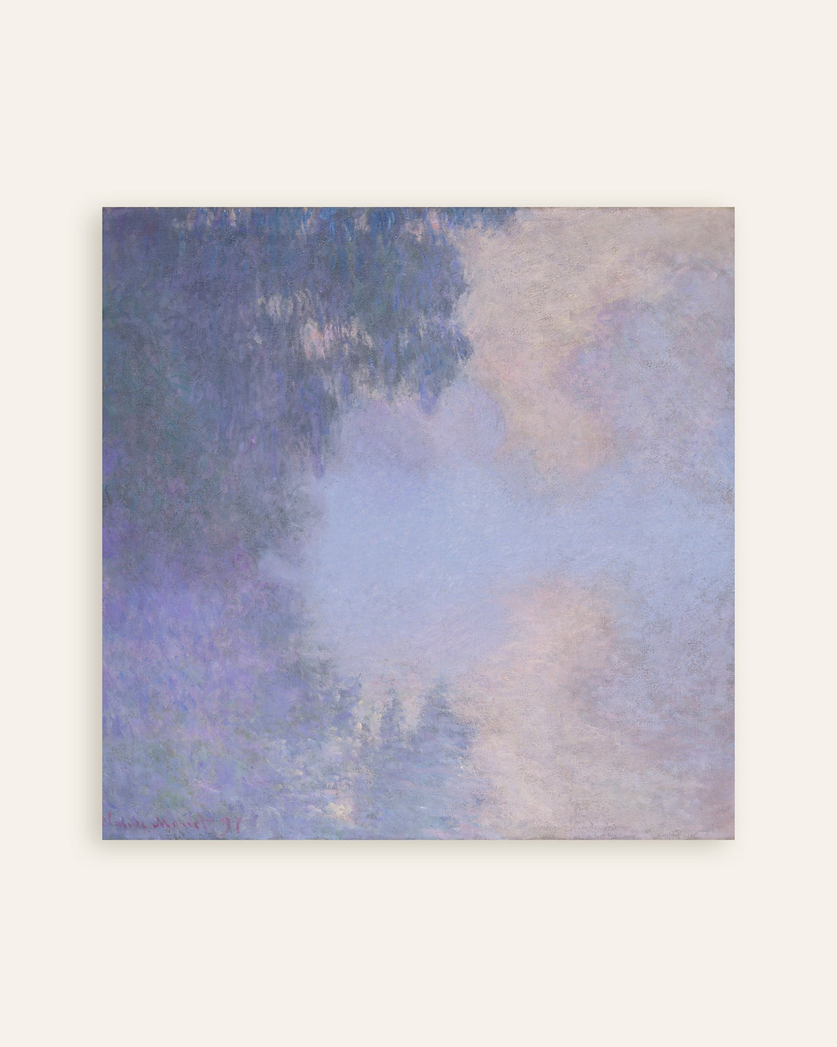 Poster Zijarm van de Seine bij Giverny, mist (1897) van Claude Monet, miniatuur