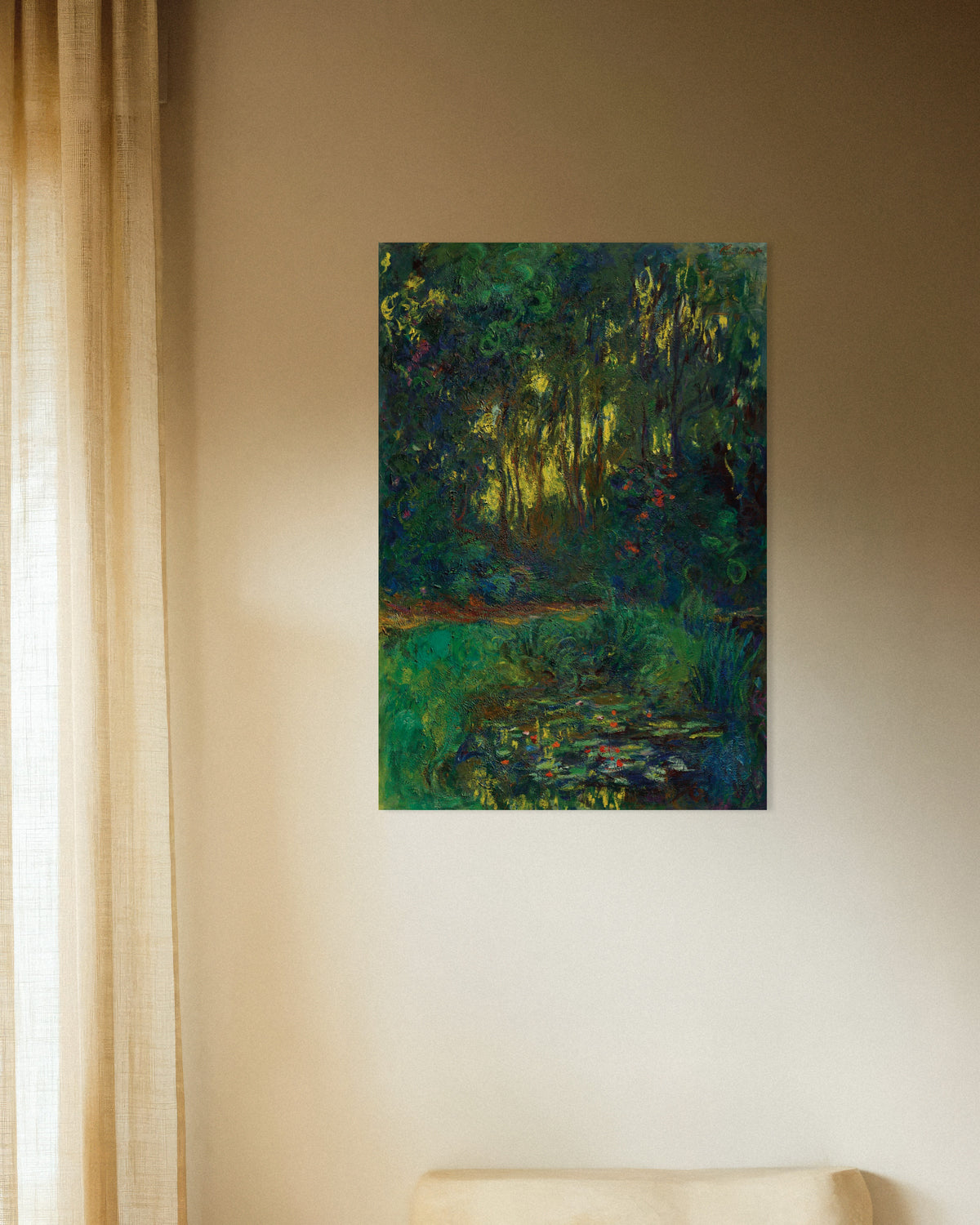 Poster Hoek van de waterlelievijver (1918–1919) van Claude Monet