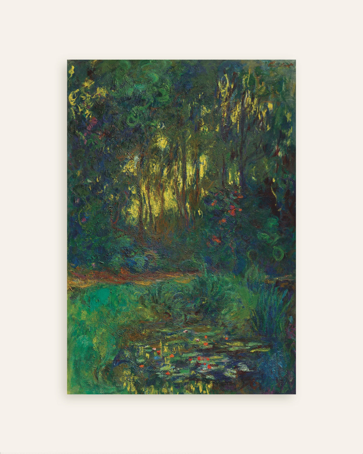 Poster Hoek van de waterlelievijver (1918–1919) van Claude Monet, miniatuur