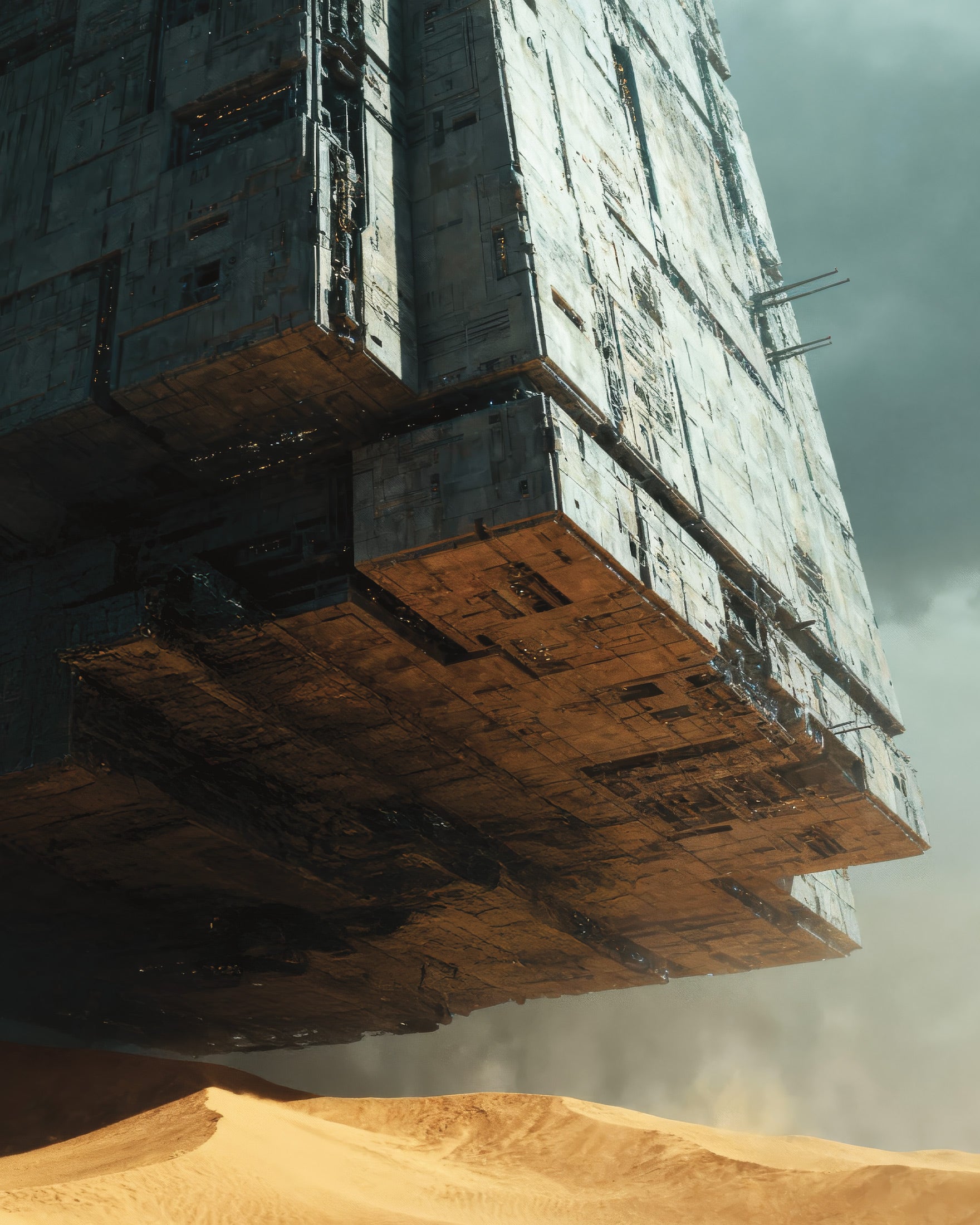 Drijvende Megastructuur Poster, Dune, Sci-Fi Woestijn Poster