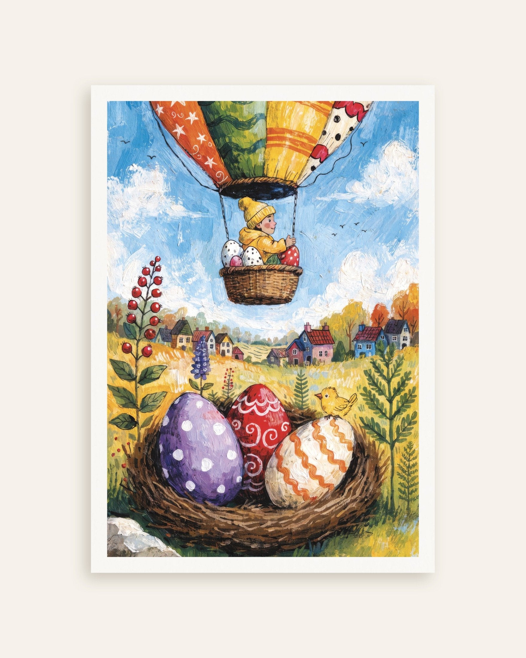 Poster of Easter Balloon Ride with Painted Eggs Poster, thumbnail