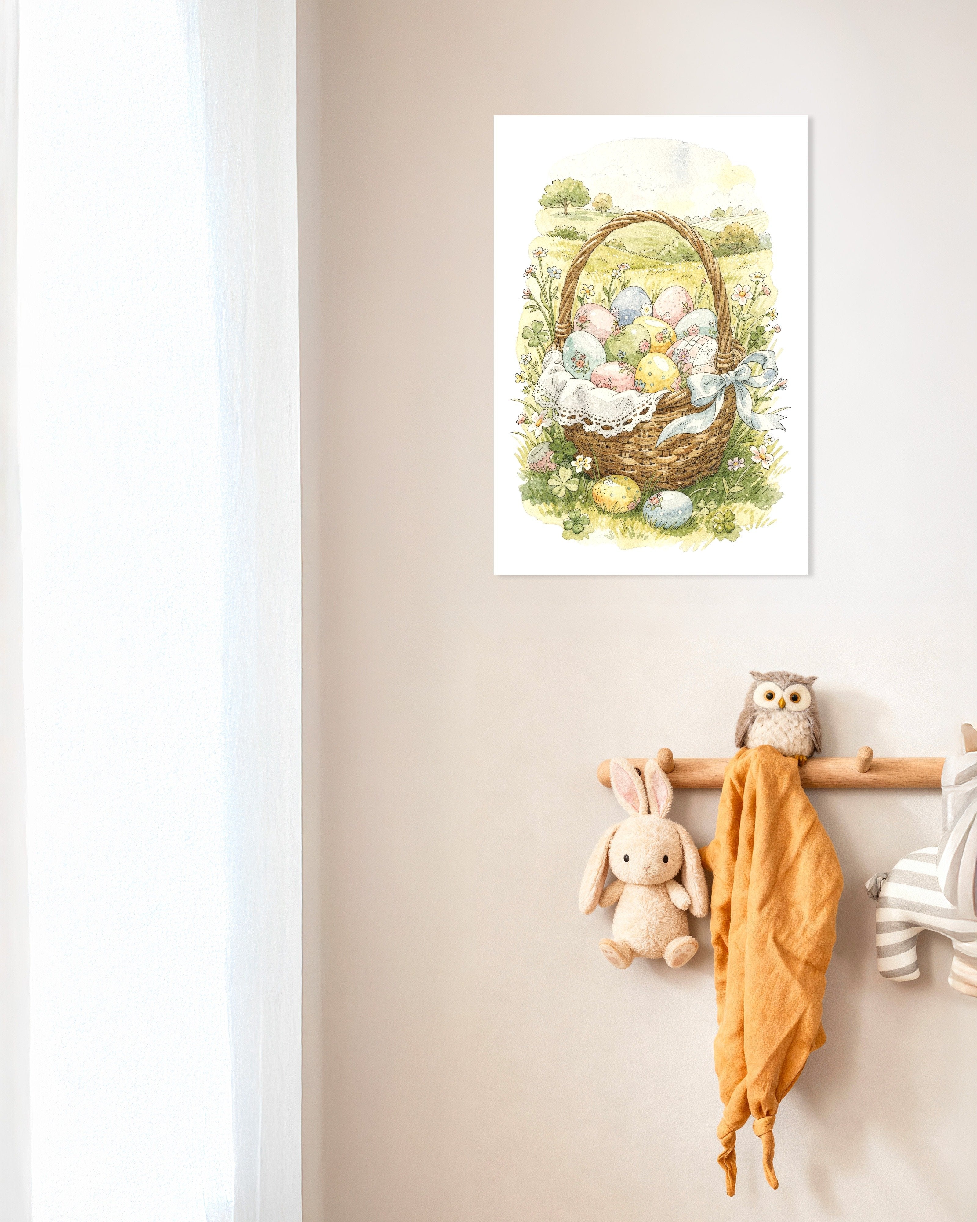 Poster of Easter Basket Meadow - Pastel Watercolor Poster