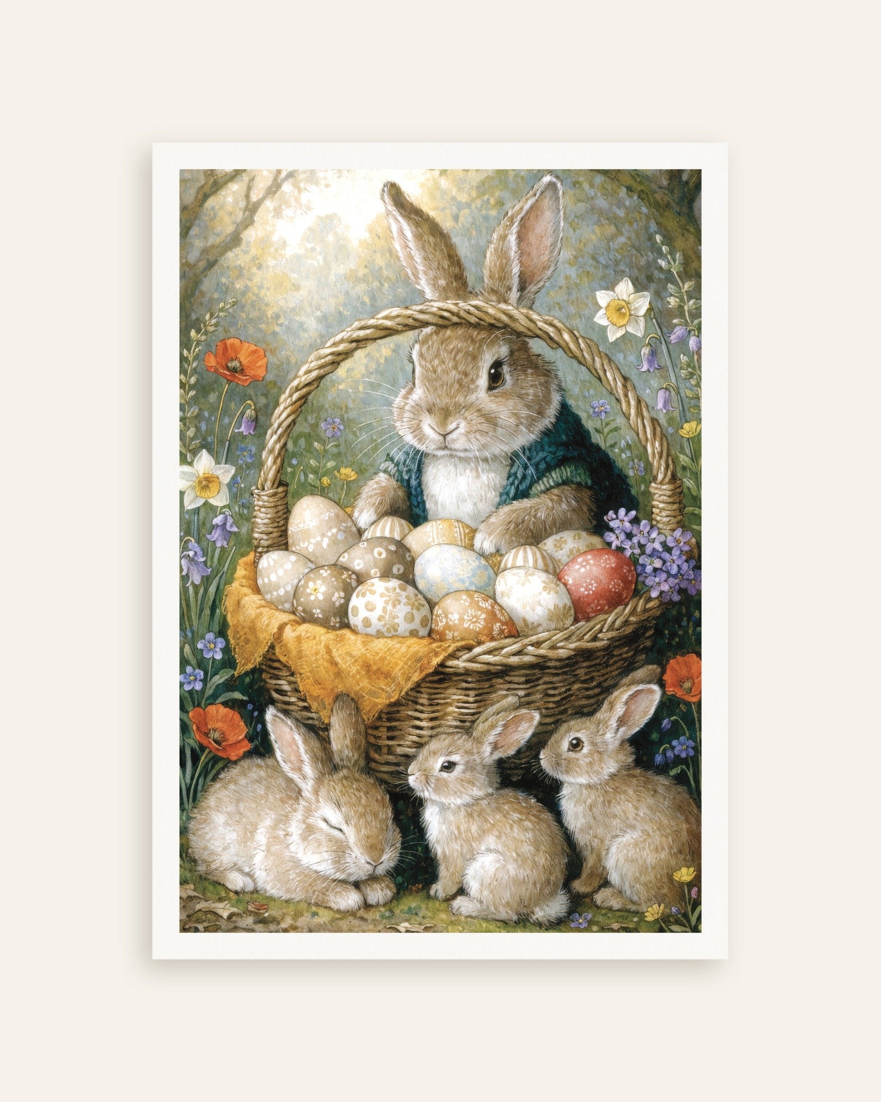 Poster of Easter Bunny Basket with Painted Eggs Poster, thumbnail