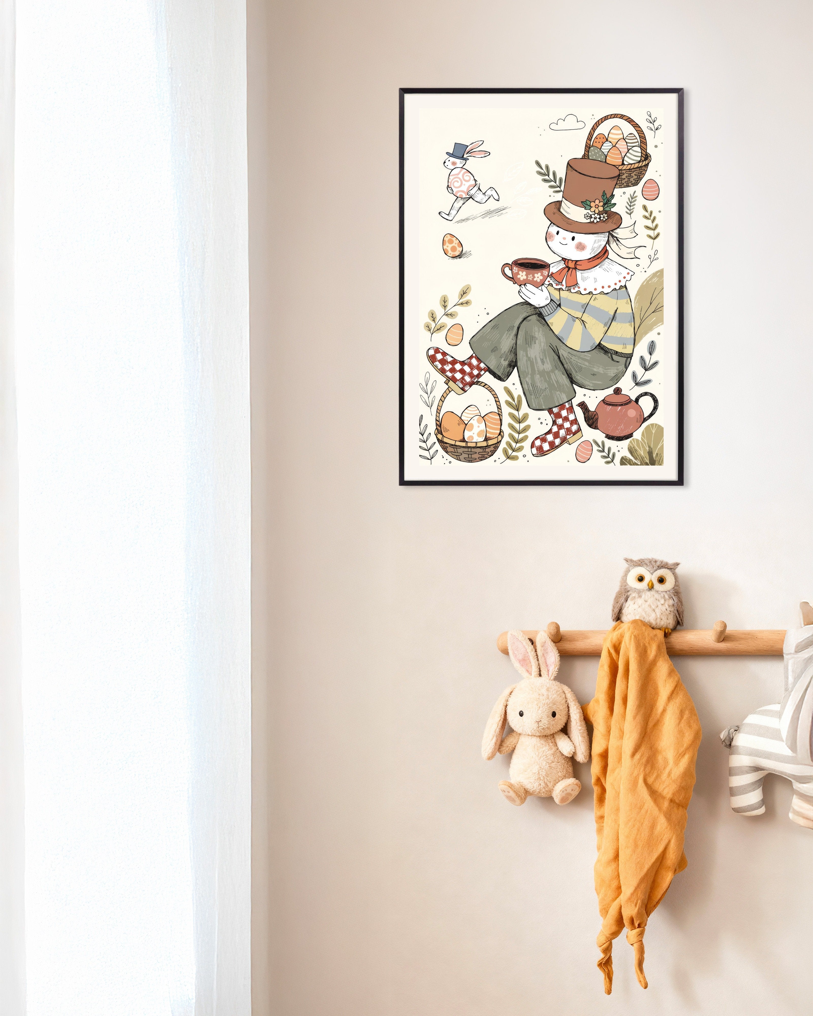 Poster of Easter Tea Break Illustration Poster, with metal frame