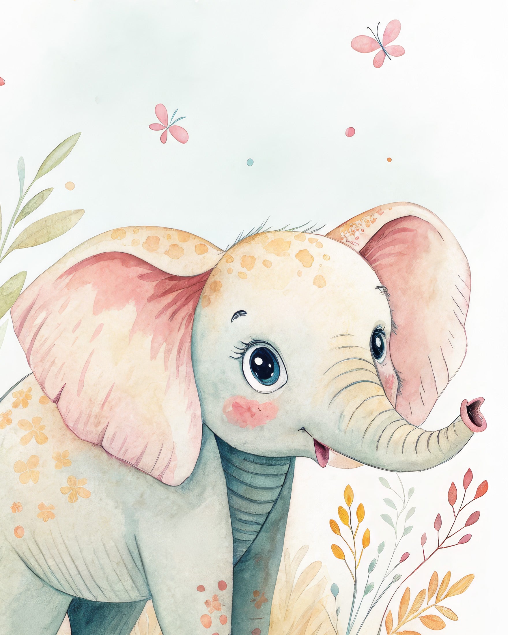 Baby Olifant Poster - Safari Kinderkamer Muurdecoratie