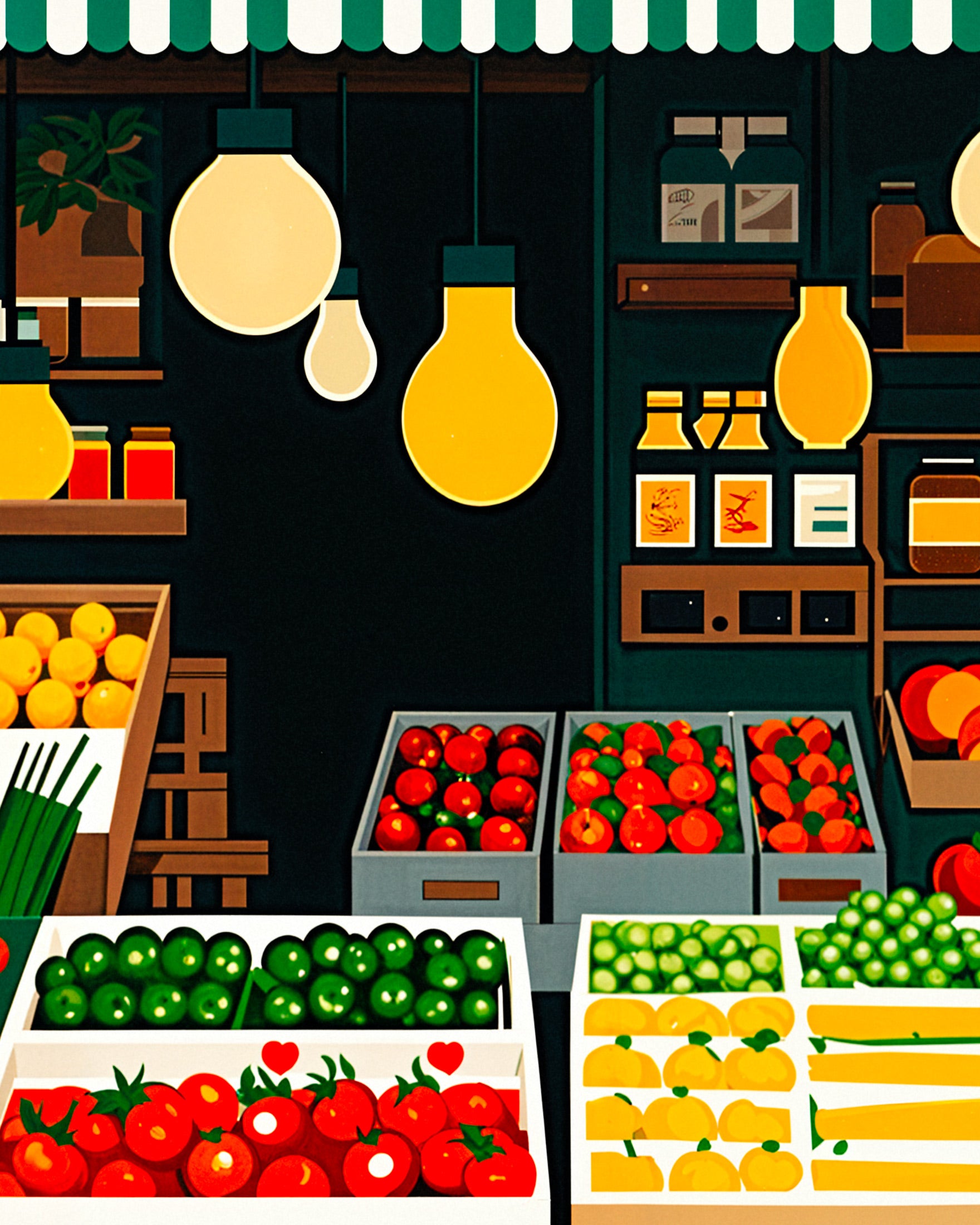 Supermarkt, fruit en groenten - Poster