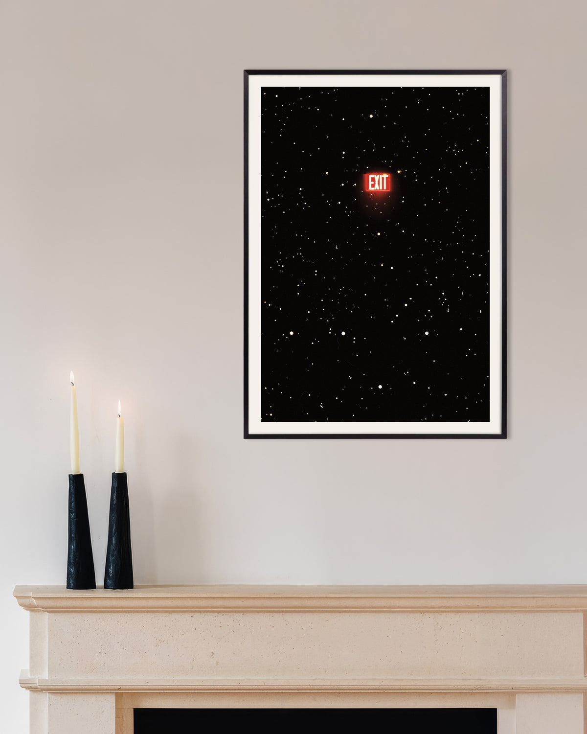 Poster van Uitgang naar het universum, met metalen lijst