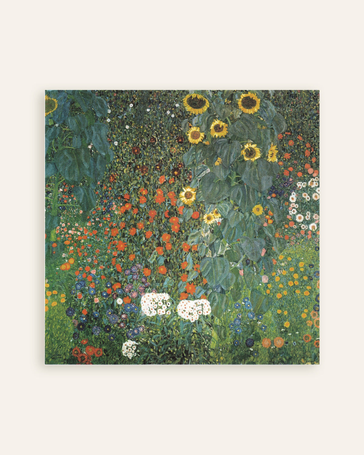 Poster Boerentuin met zonnebloemen (1907) van Gustav Klimt, miniatuur
