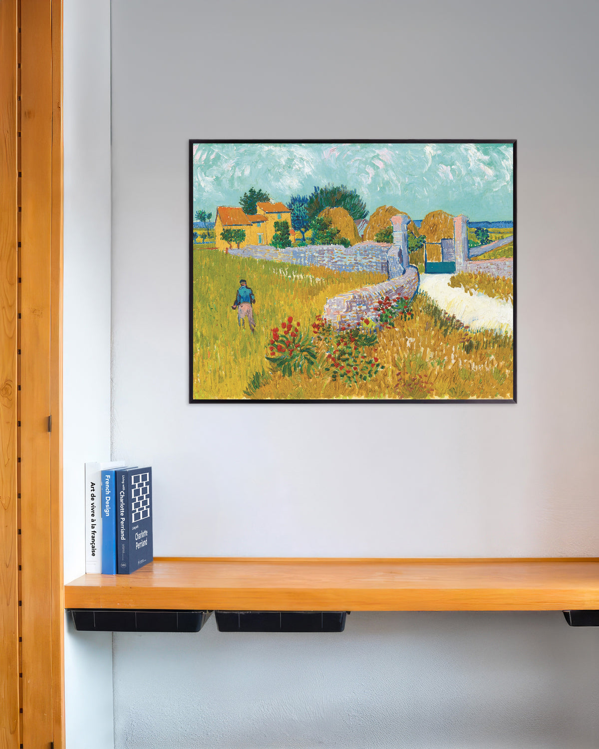 Poster van Boerderij in de Provence (1888) van Vincent van Gogh, met metalen lijst