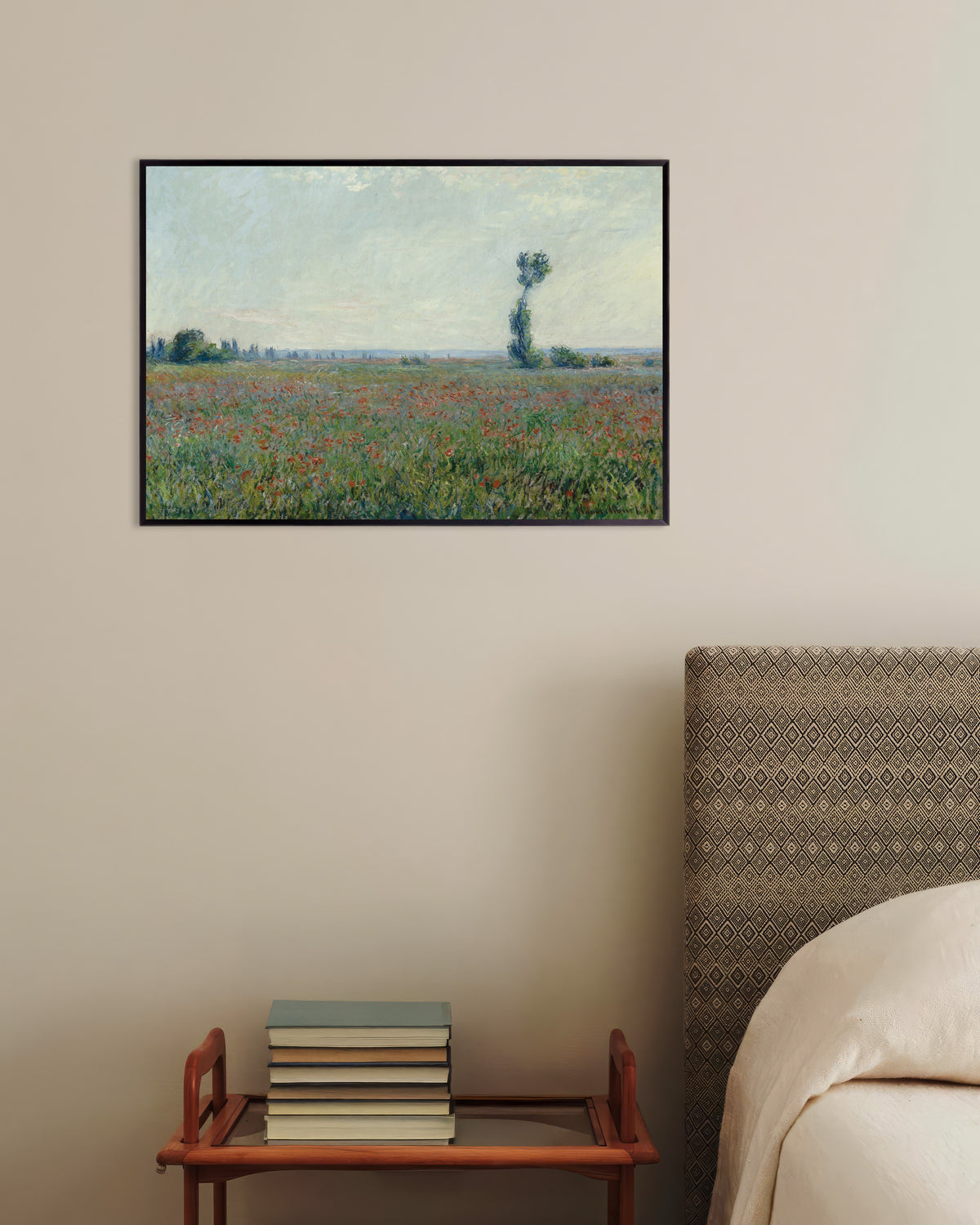 Poster Klaprozenveld van Claude Monet met metalen lijst