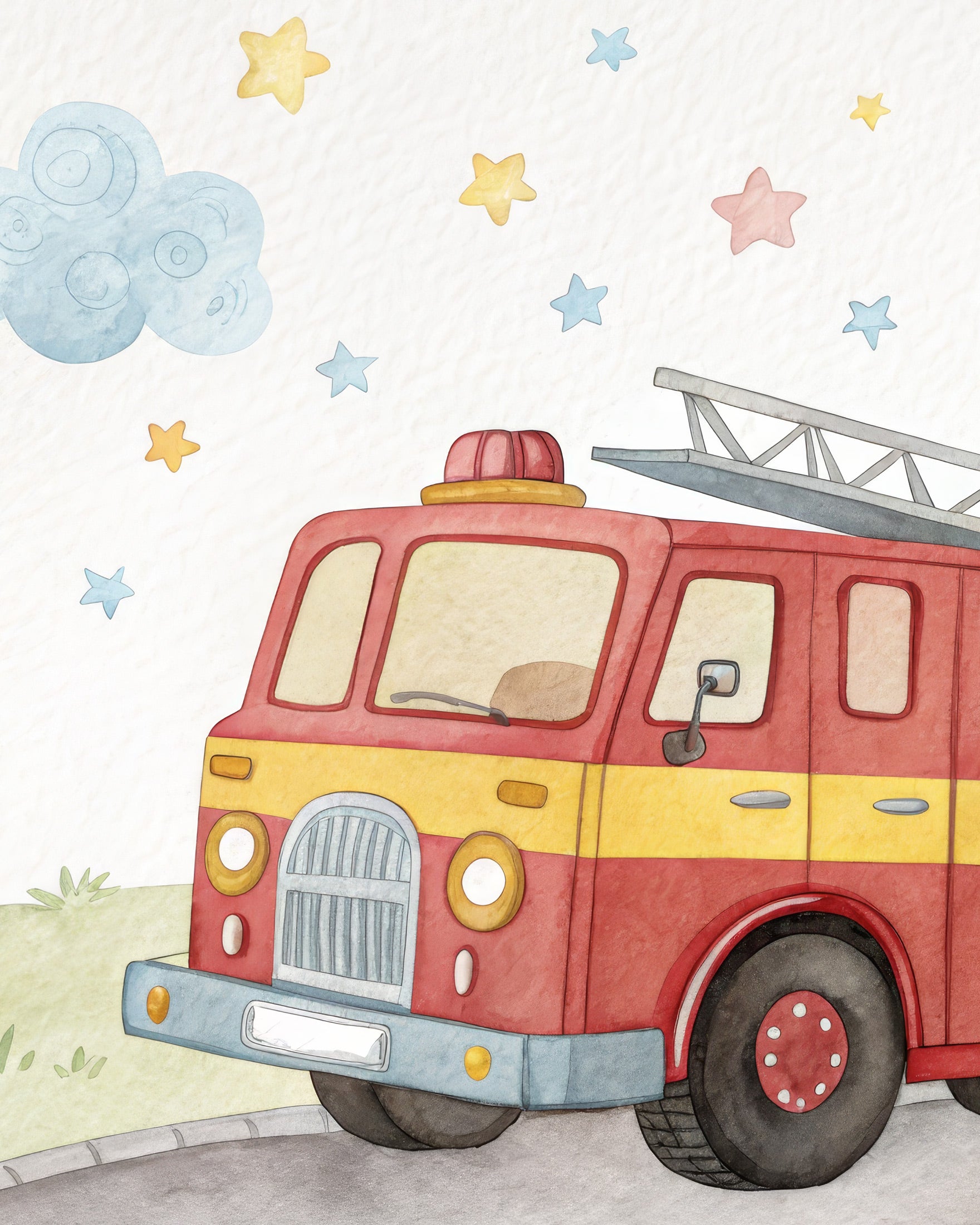 Brandweerwagen Poster - Muurdecoratie voor Jongenskamer