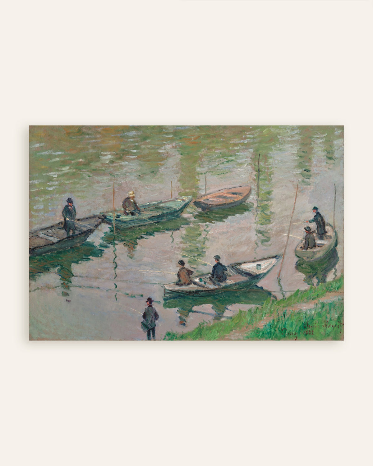 Poster Vissers op de Seine bij Poissy (1882) van Claude Monet, miniatuur