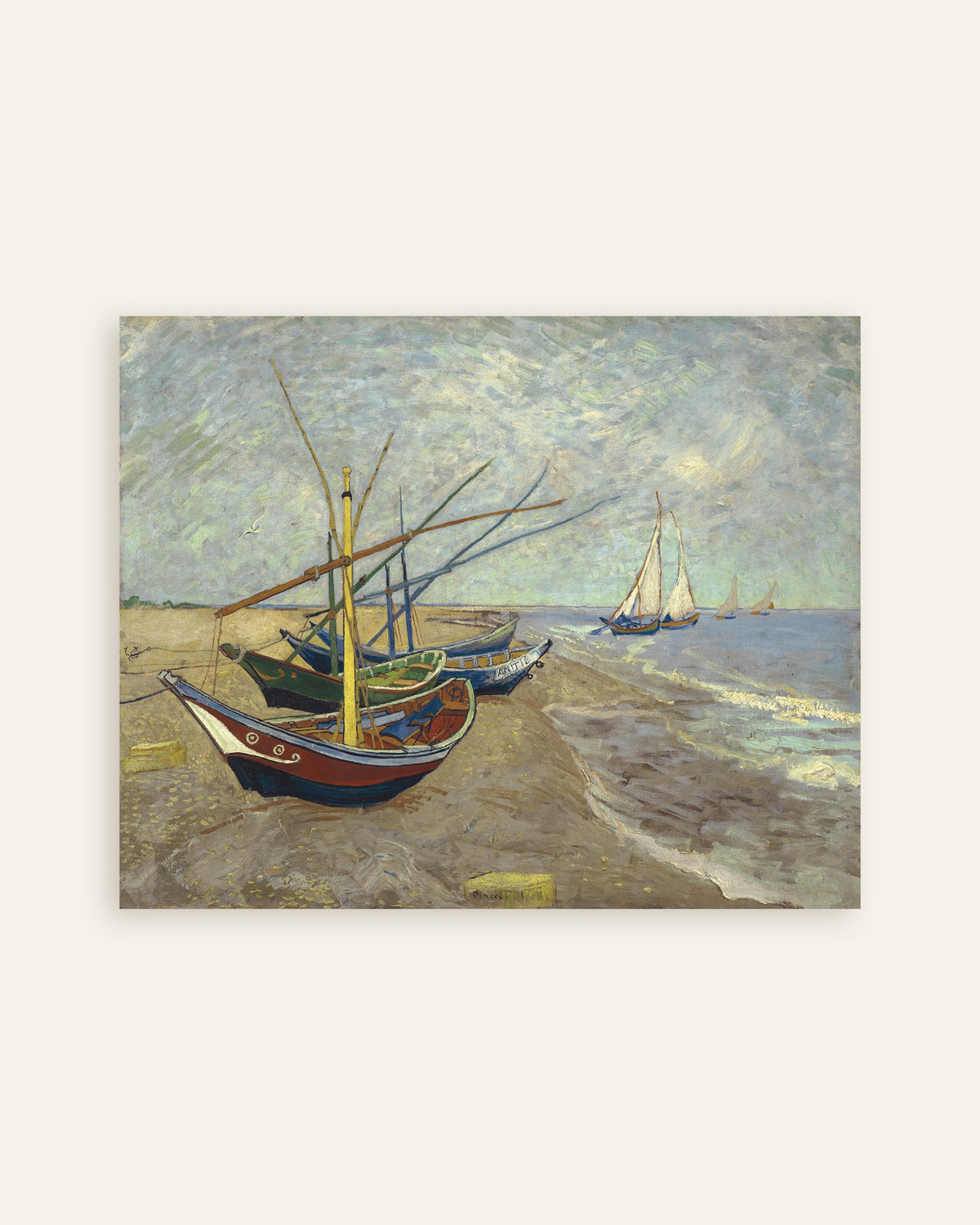 Poster van Vissersboten op het strand bij Les Saintes-Maries-de-la-Mer (1888) van Vincent van Gogh, miniatuur