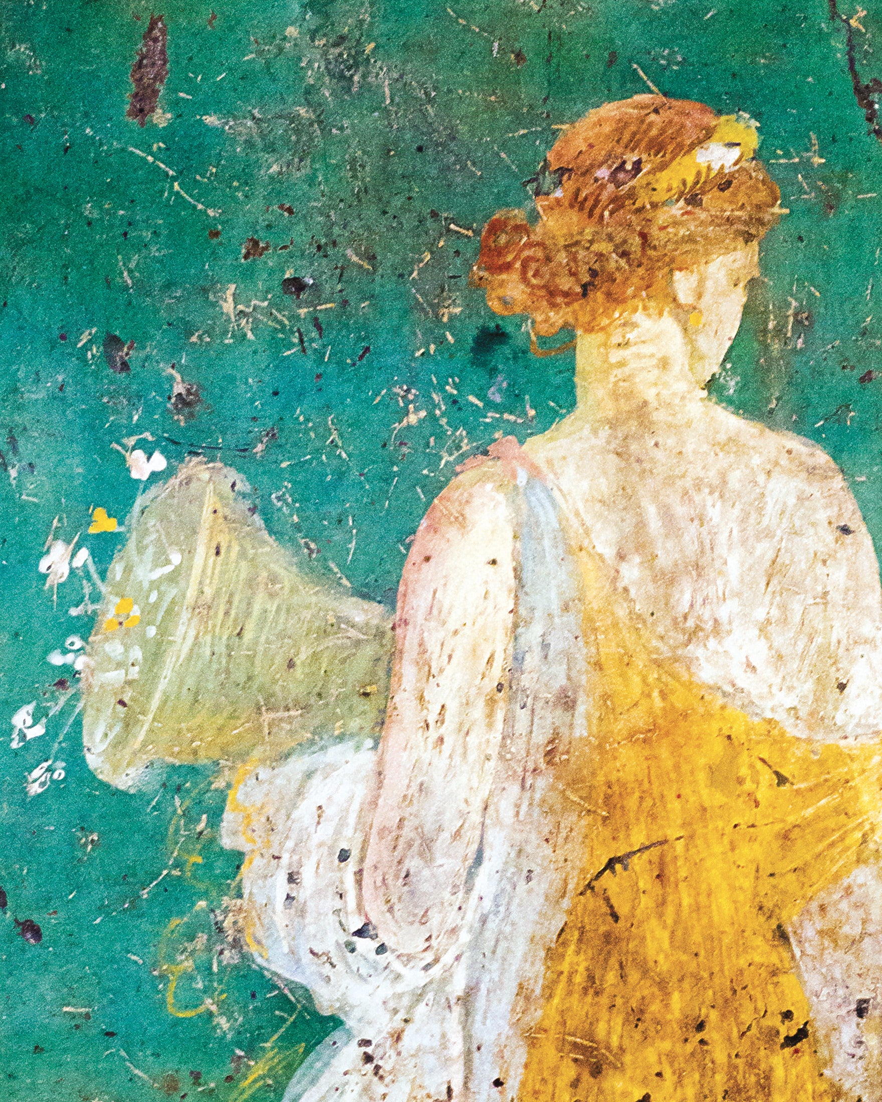 Artistic depiction of Flora with a textured background