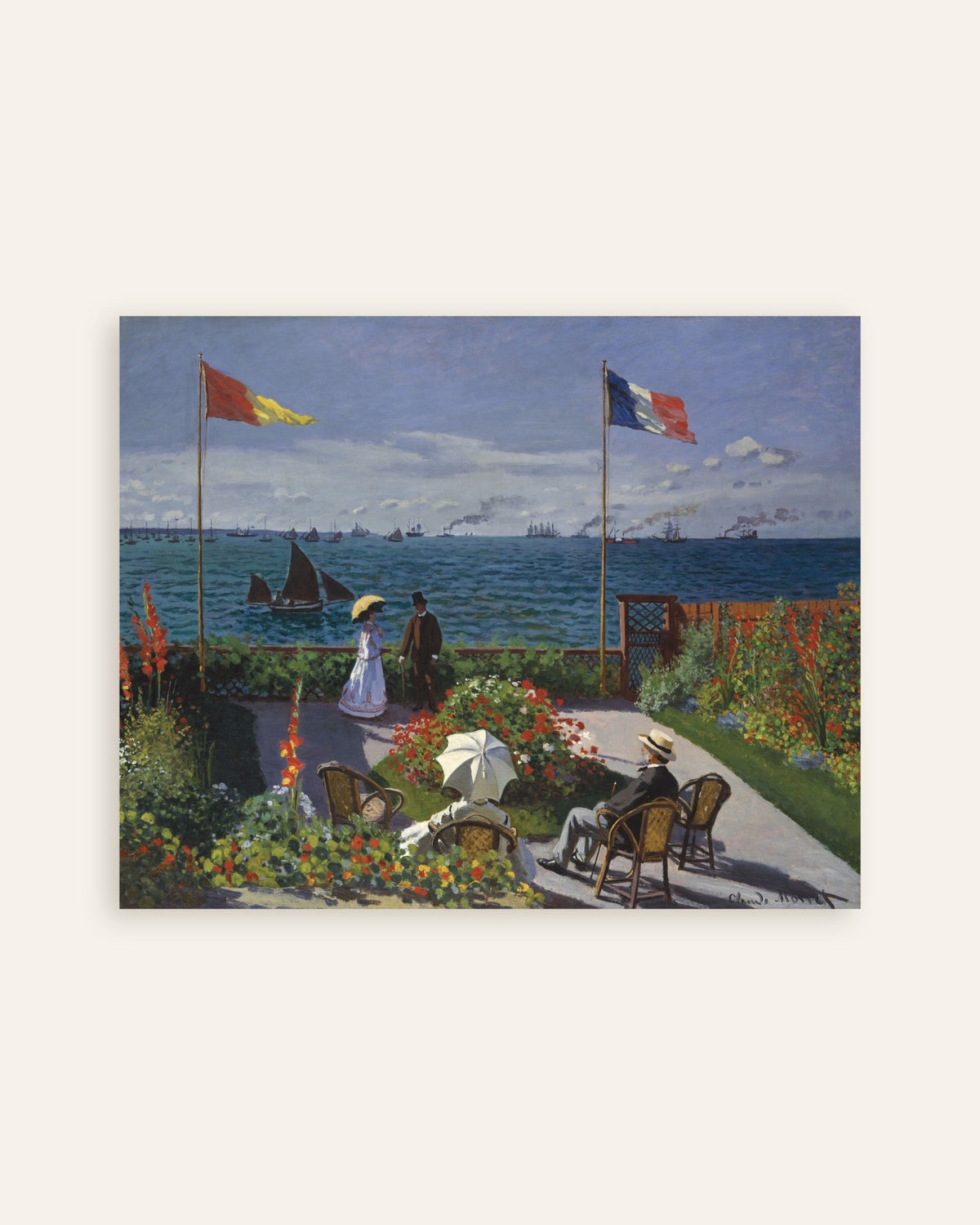Poster Tuin in Sainte-Adresse (1867) van Claude Monet, miniatuur