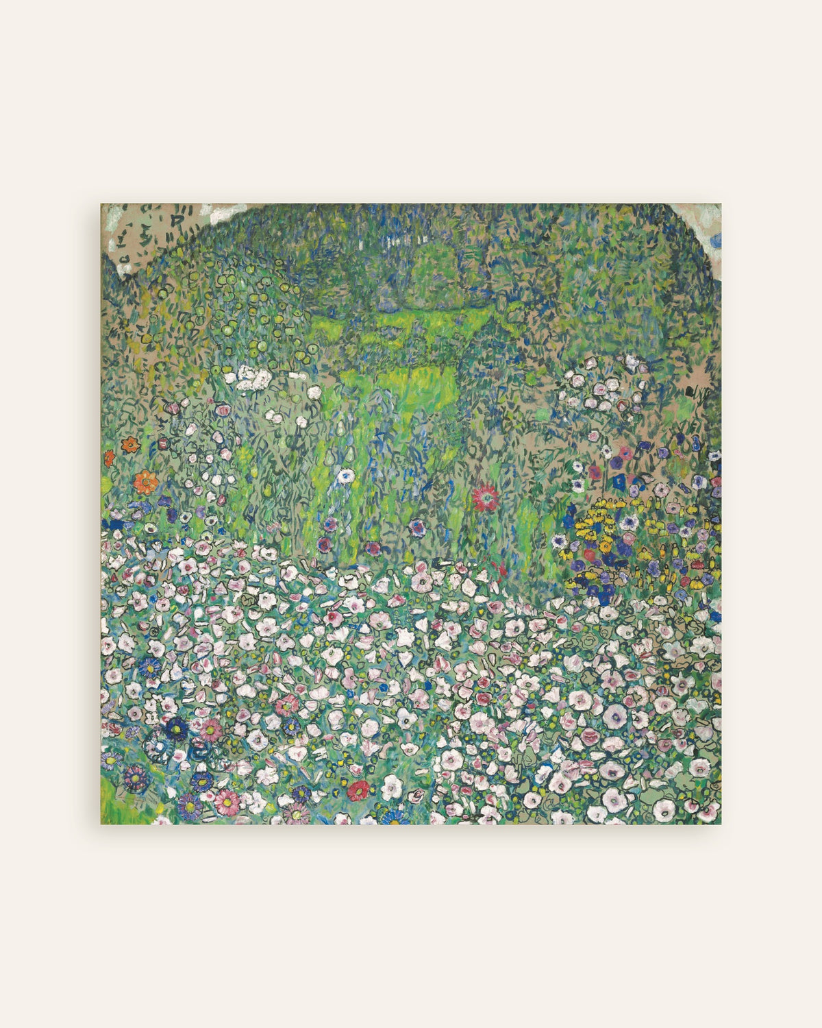 Poster van Tuinlandschap met heuveltop (1916) van Gustav Klimt, miniatuur