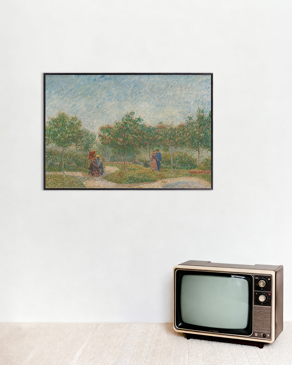 Poster van Tuin met flirterende stelletjes, Square Saint-Pierre (1887) van Vincent van Gogh, met metalen lijst
