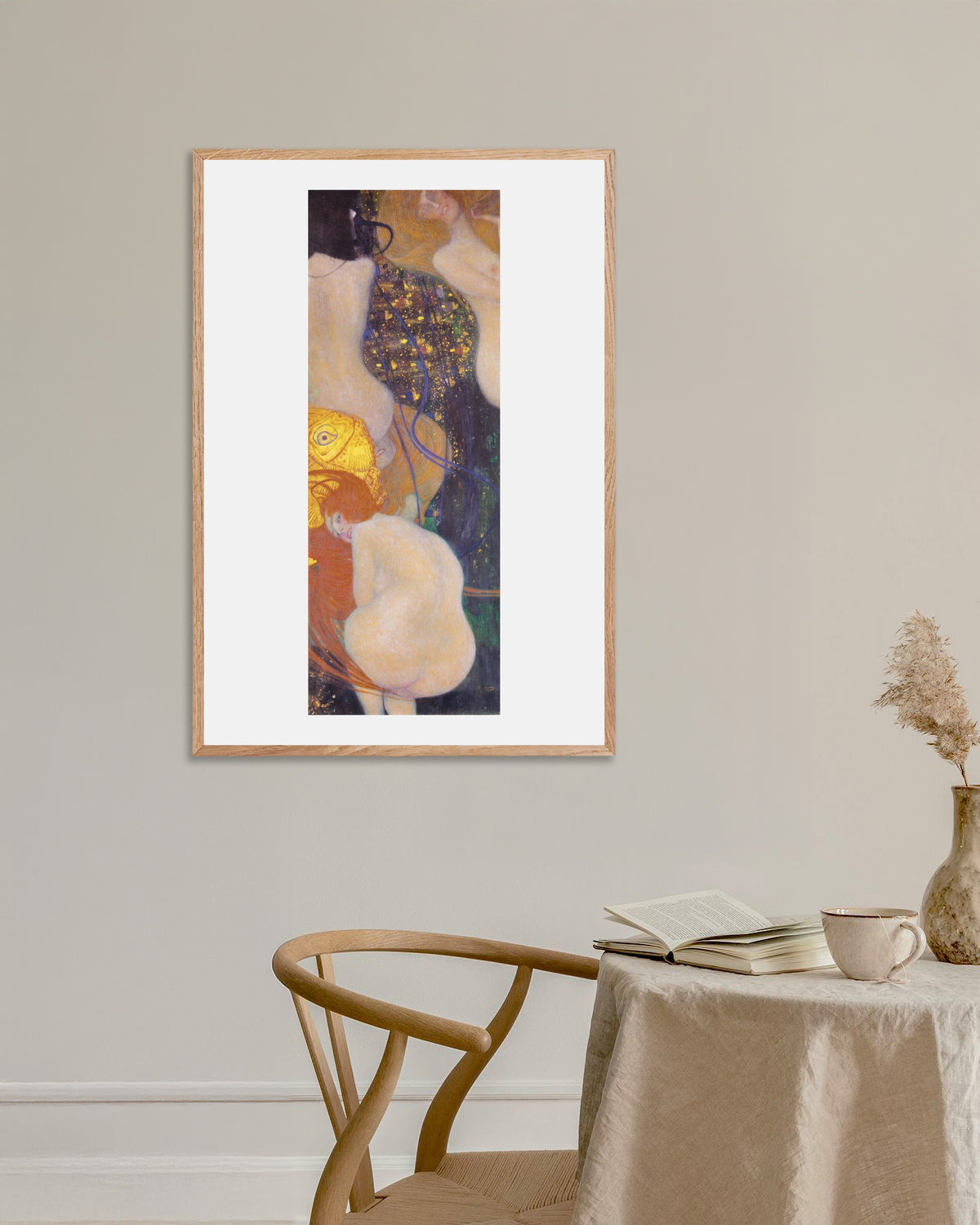 Poster Goudvissen (1901–1902) van Gustav Klimt met naturel houten lijst