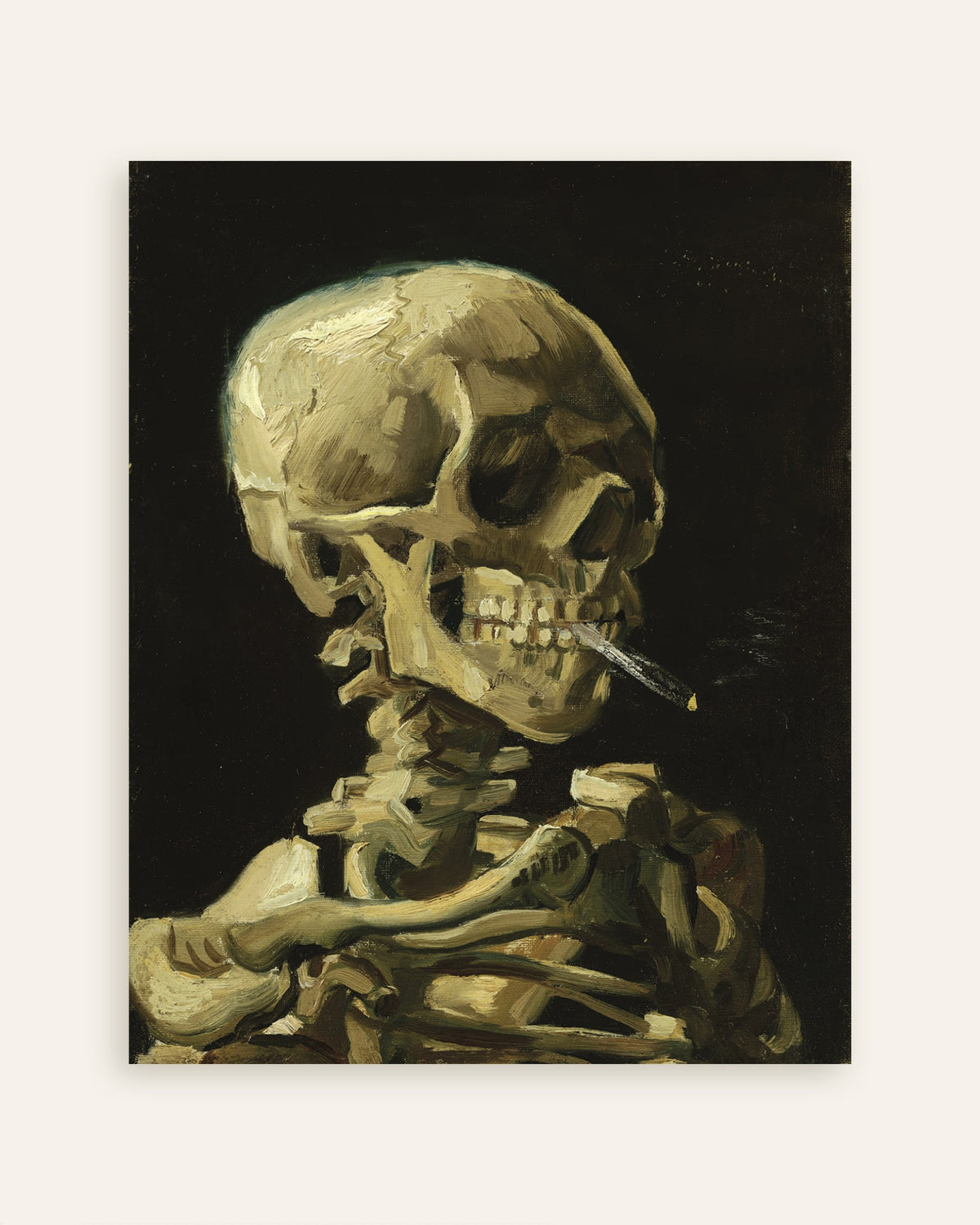 Poster van Kop van een skelet met brandende sigaret (1886) van Vincent van Gogh, miniatuur