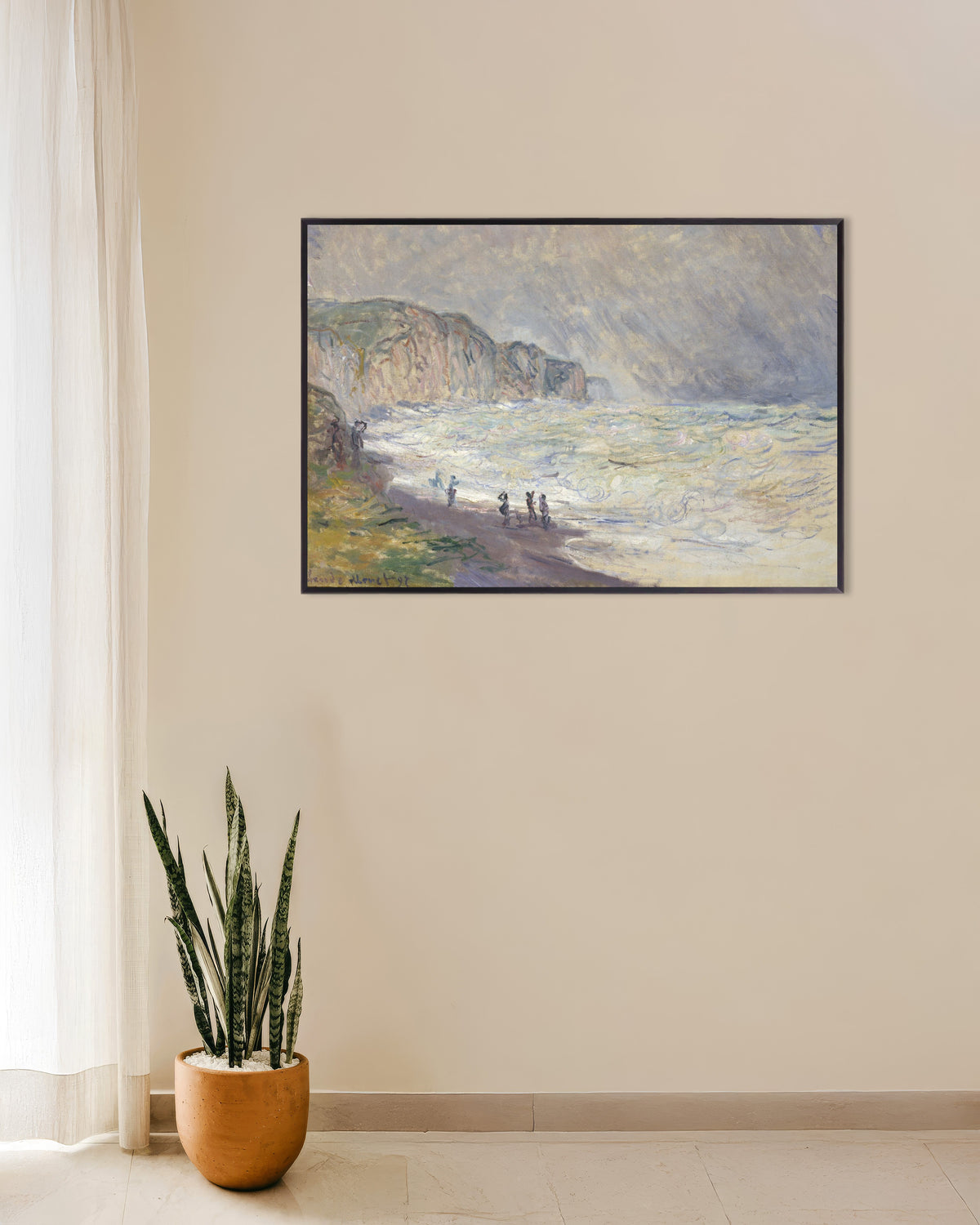 Poster Woeste zee bij Pourville (1897) van Claude Monet met metalen lijst