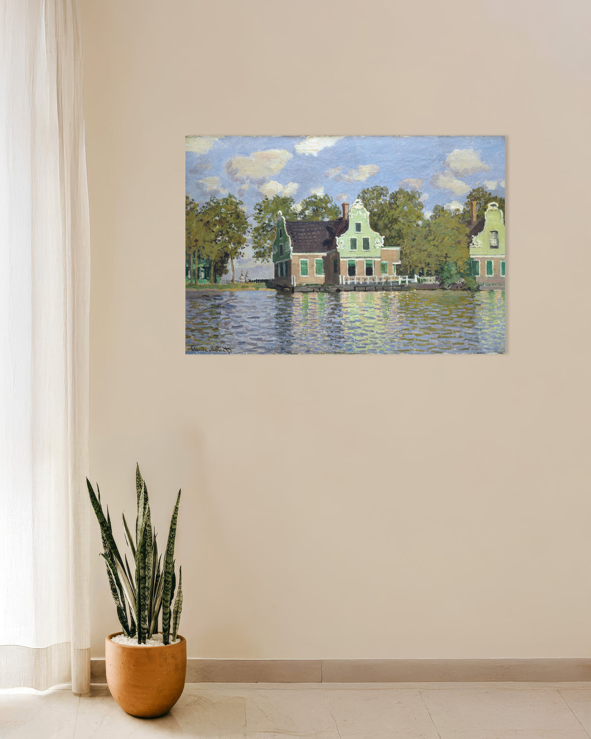 Poster Huizen aan de oever van de Zaan (1871) van Claude Monet