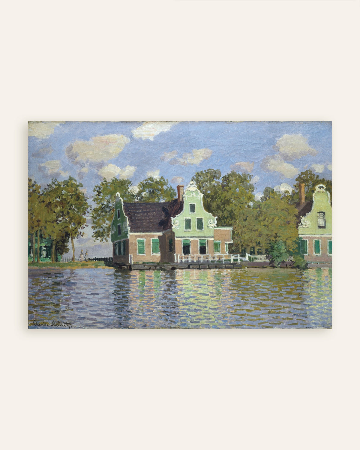 Poster Huizen aan de oever van de Zaan (1871) van Claude Monet, miniatuur