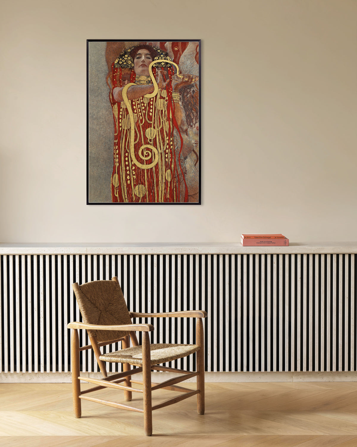 Poster Hygieia, detail van De Geneeskunde (1907) van Gustav Klimt met metalen lijst