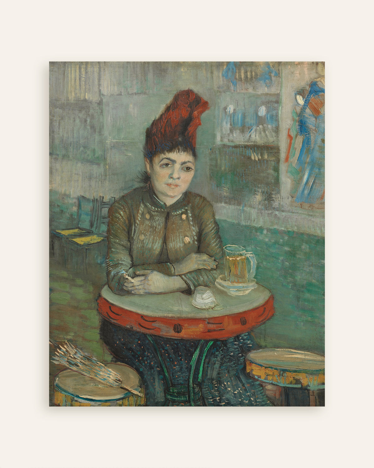 Poster van In het café, Agostina Segatori in Le Tambourin (1887) van Vincent van Gogh, miniatuur