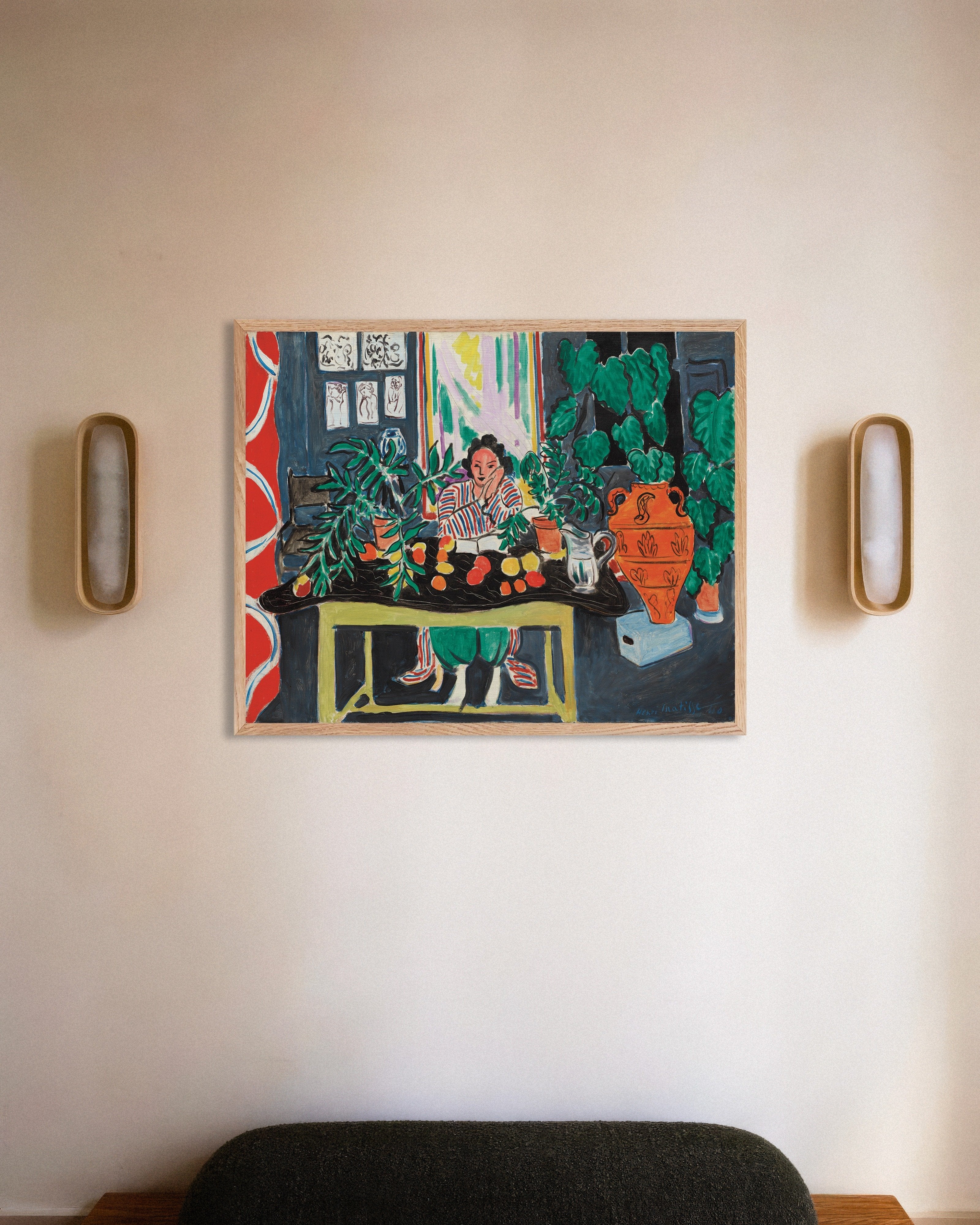 Poster of Interior with Etruscan Vase (1940) by Henri Matisse - Poster, with natural wooden frame