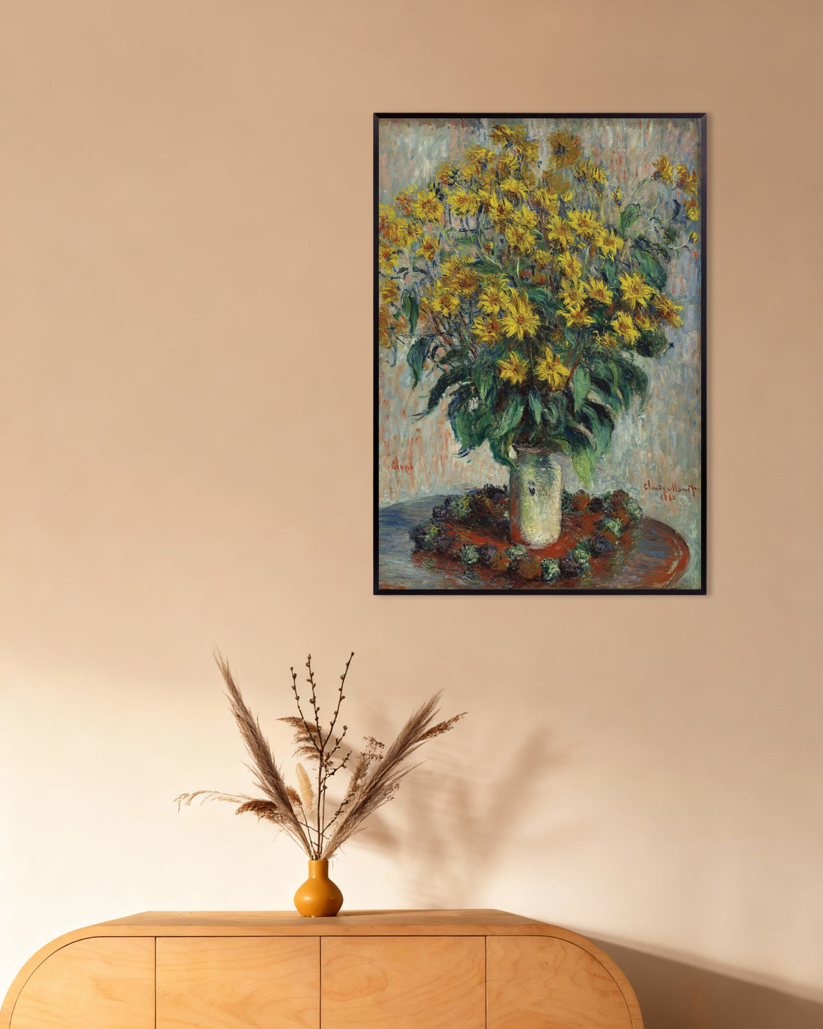 Poster Aardperbloemen (1880) van Claude Monet met metalen lijst