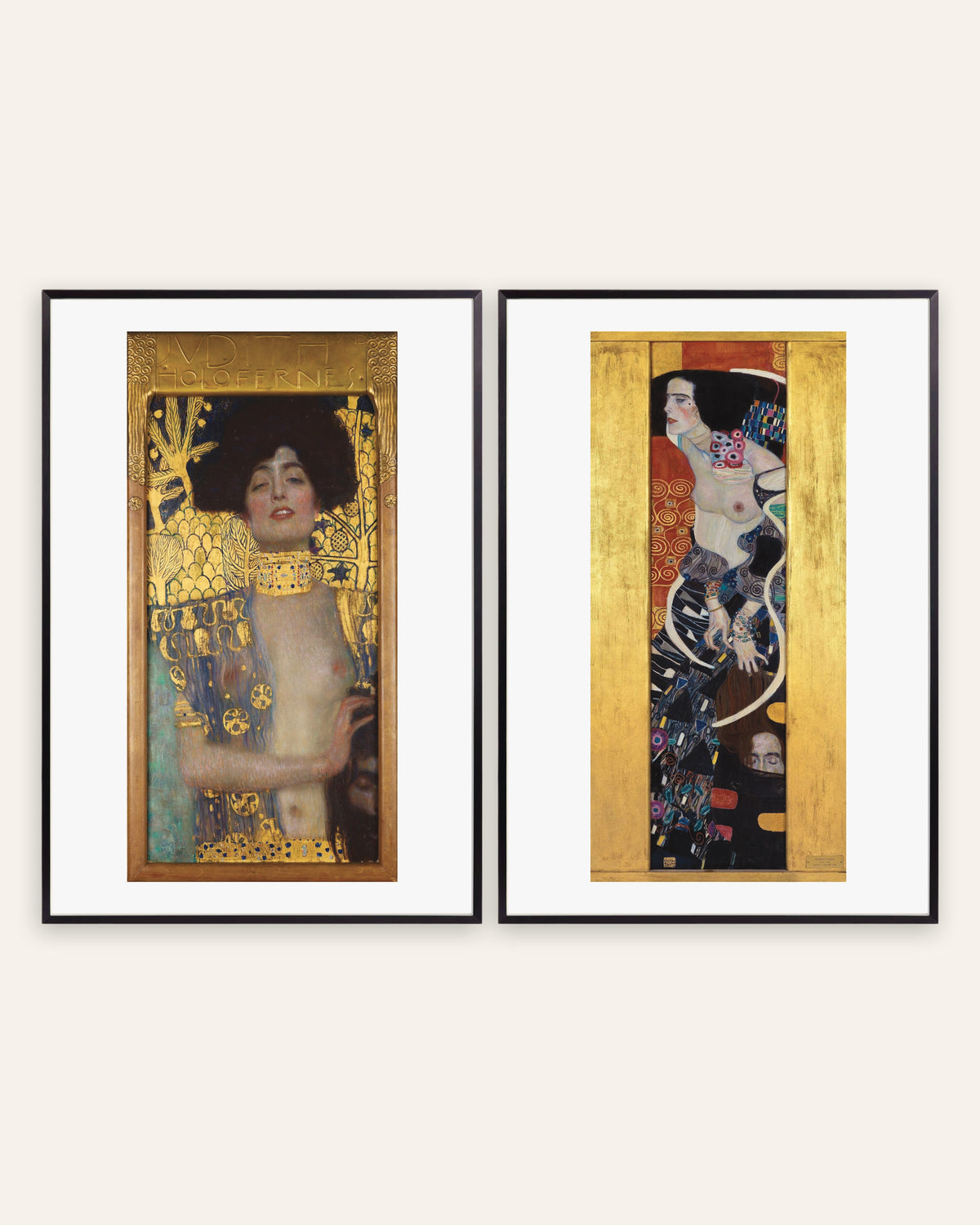 Klimt posters, set van 2: Judith I en Judith II, in zwarte metalen lijsten