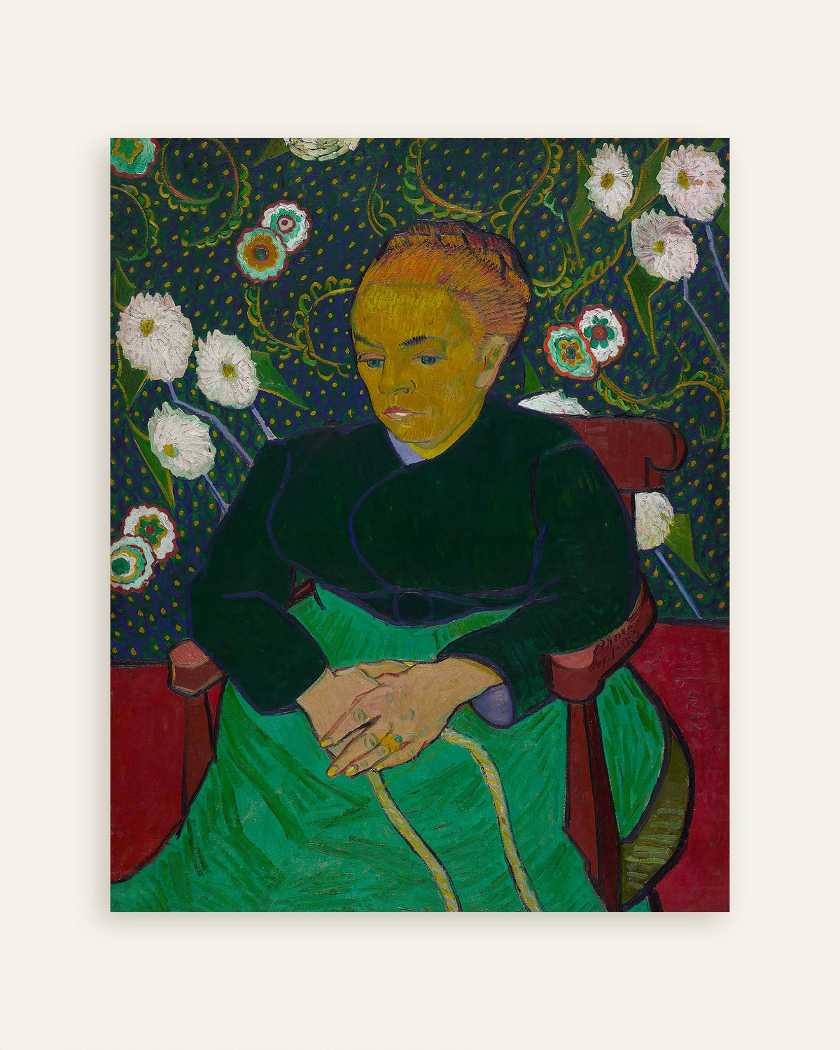 Poster van La Berceuse, Madame Roulin wiegt die Wiege (1889), Vincent van Gogh, miniatuur