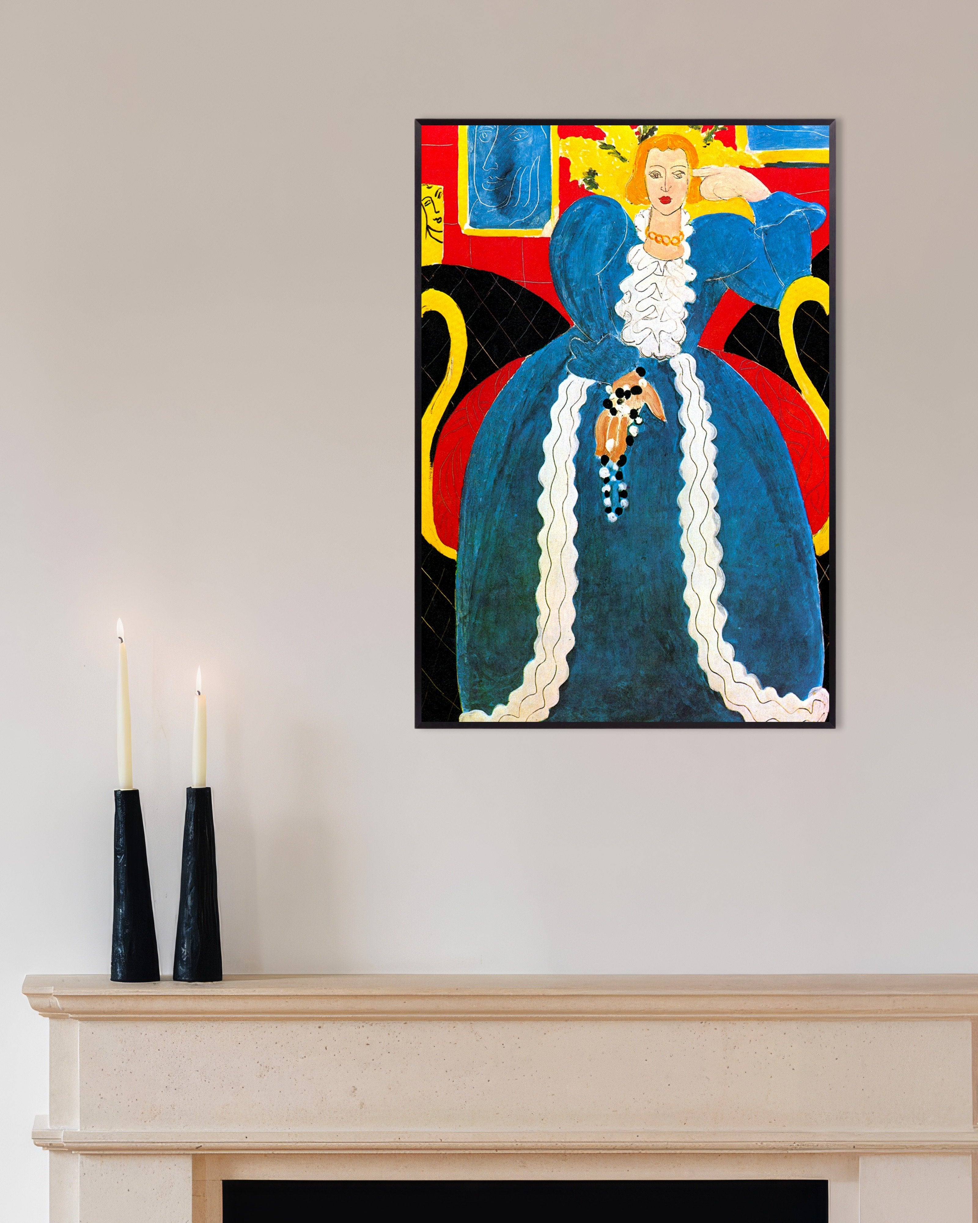 Poster of Lady in blue (1937) by Henri Matisse, with metal frame