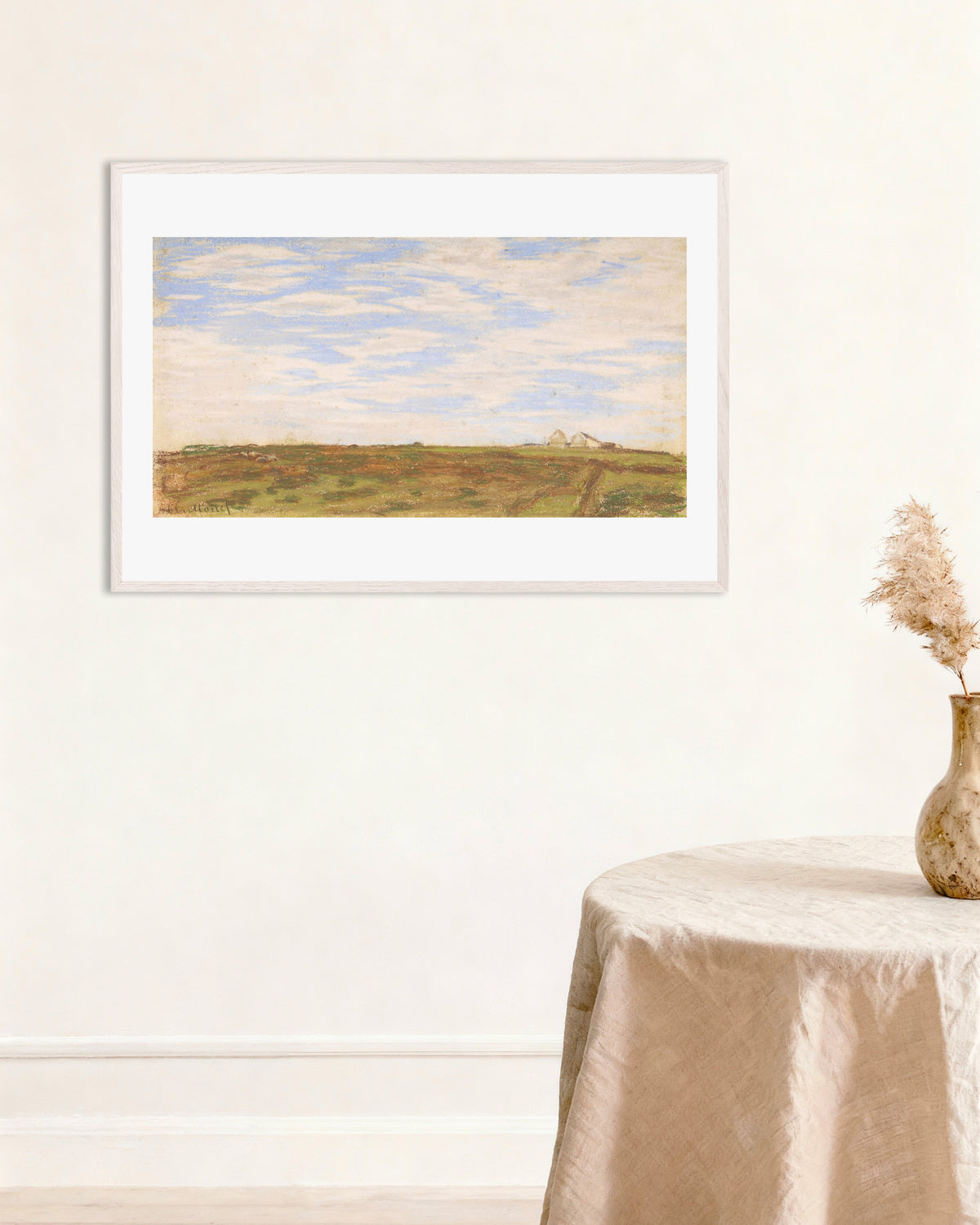 Poster Landschap (1864–1866) van Claude Monet met witte houten lijst