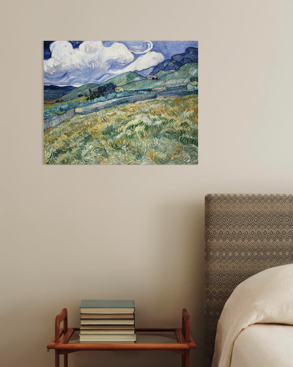 Poster van Landschap bij Saint-Rémy (1889) van Vincent van Gogh