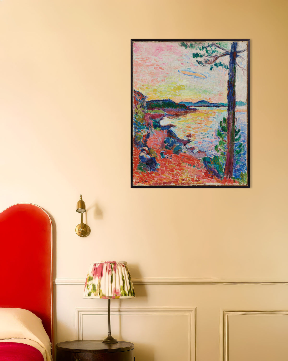 Poster van Le Goûter, De baai van Saint-Tropez (1904) van Henri Matisse, met metalen lijst