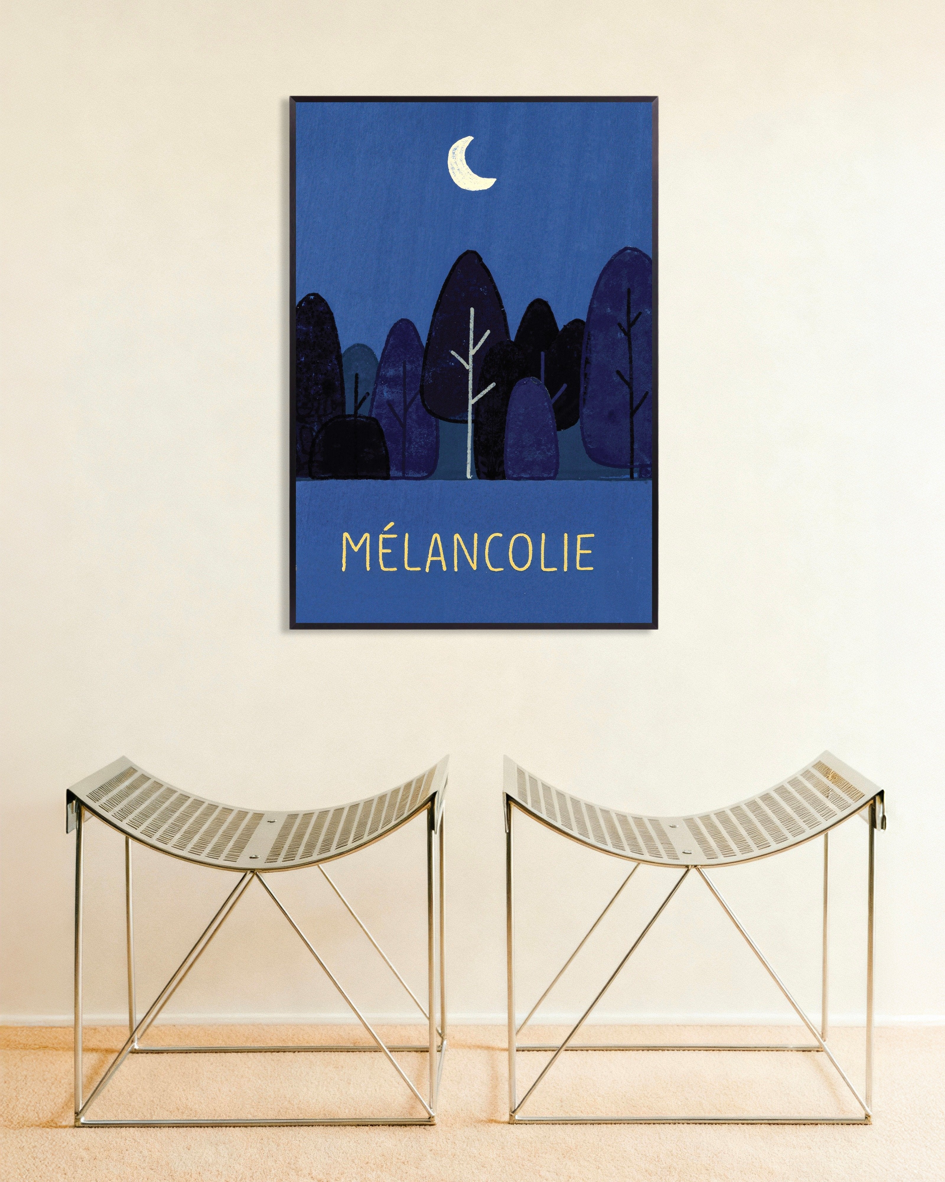 Poster of Mélancolie Moonlit Forest Poster, with metal frame